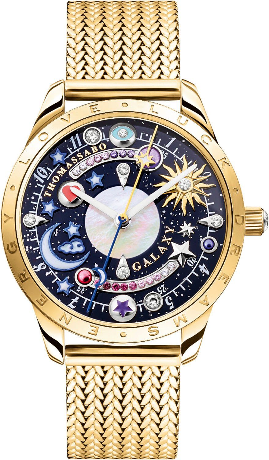 THOMAS SABO Quarzuhr COSMIC AMULET, Armbanduhr, Damenuhr, Zirkonia, Herz, Mond, Sterne