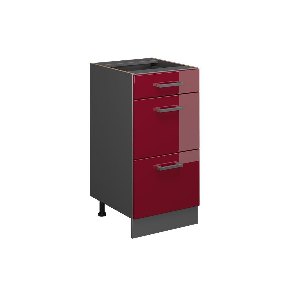 Vicco Unterschrank R-Line, Rot Hochglanz/Anthrazit, 40 cm mit Schubladen, ohne Arbeits... (1-St)