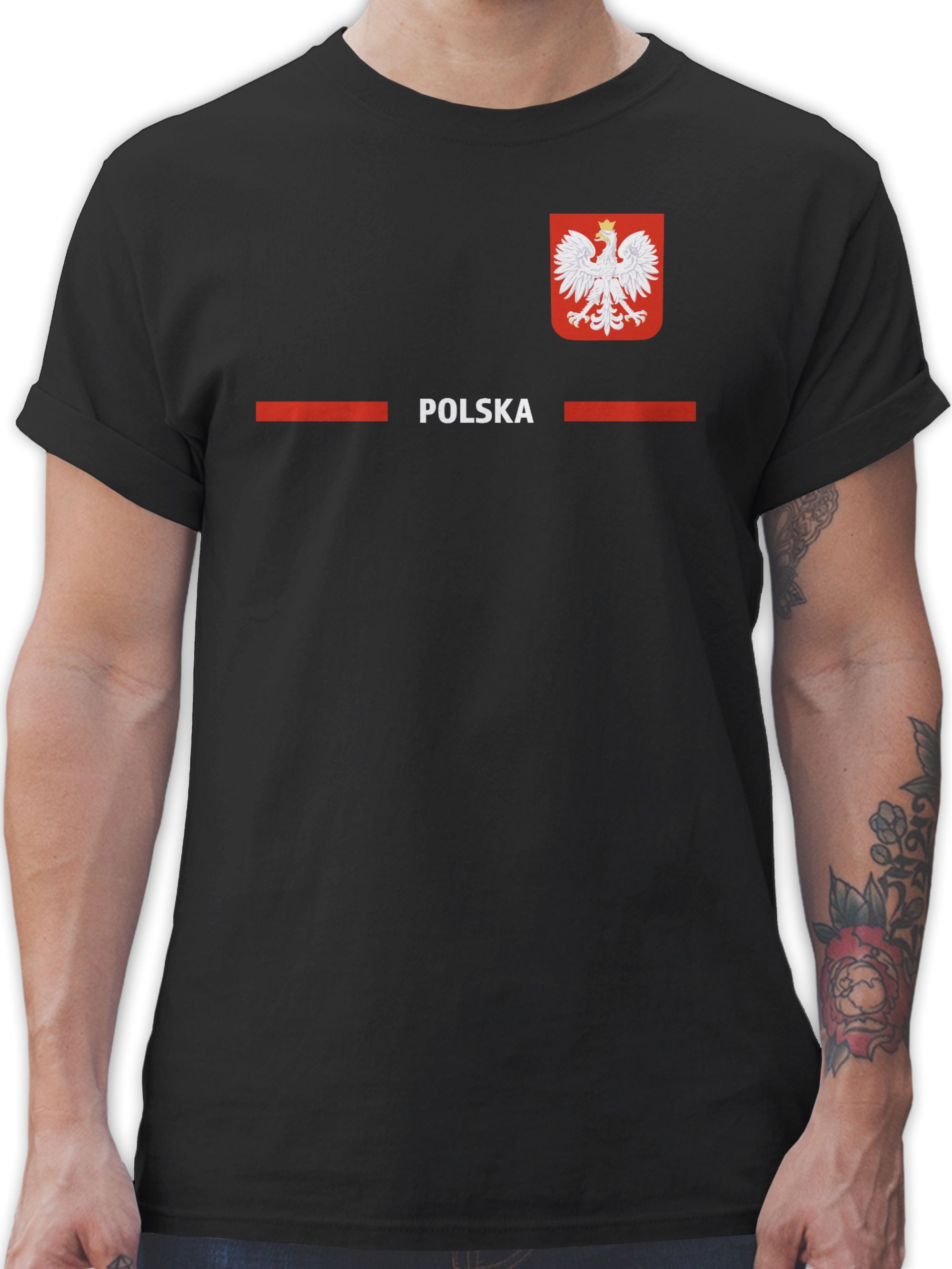 T-Shirt Polen Trikot Wappen, Polska mit Stolz, Polnisches Fan-Motiv