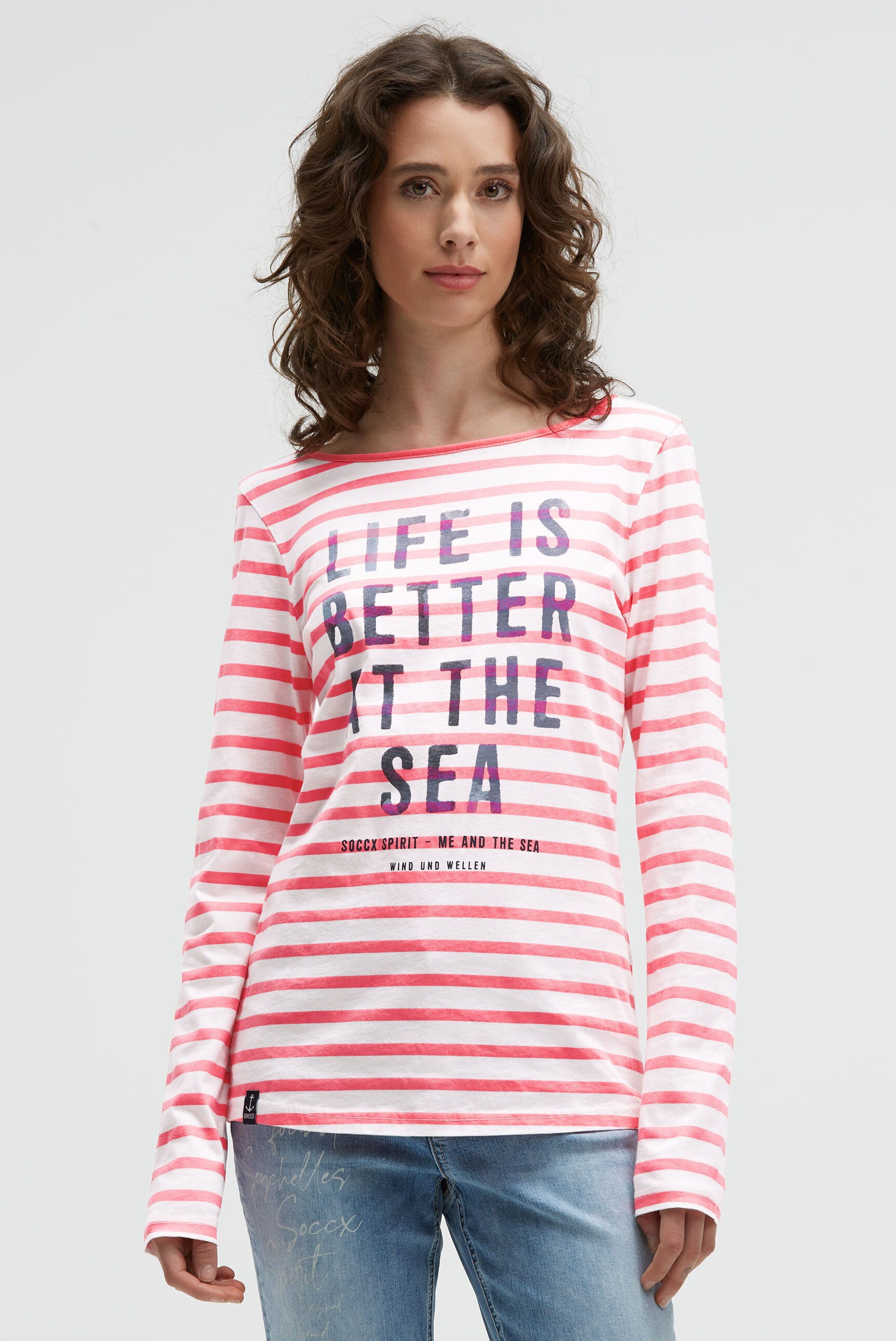 SOCCX Rundhalsshirt mit U-Boot-Ausschnitt günstig online kaufen