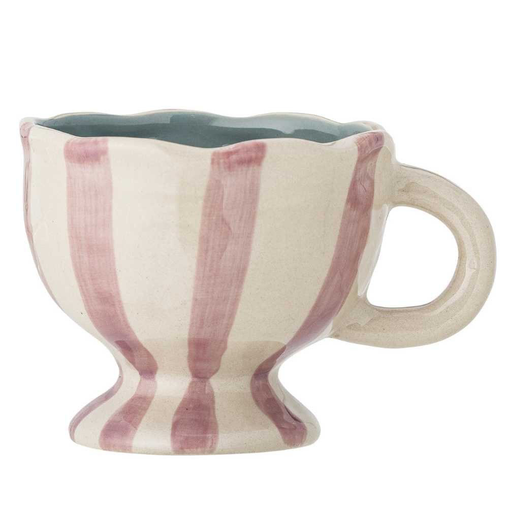 Bloomingville Becher Bloomingville Tasse Willa Rosa Weiß Streifen mit Henkel
