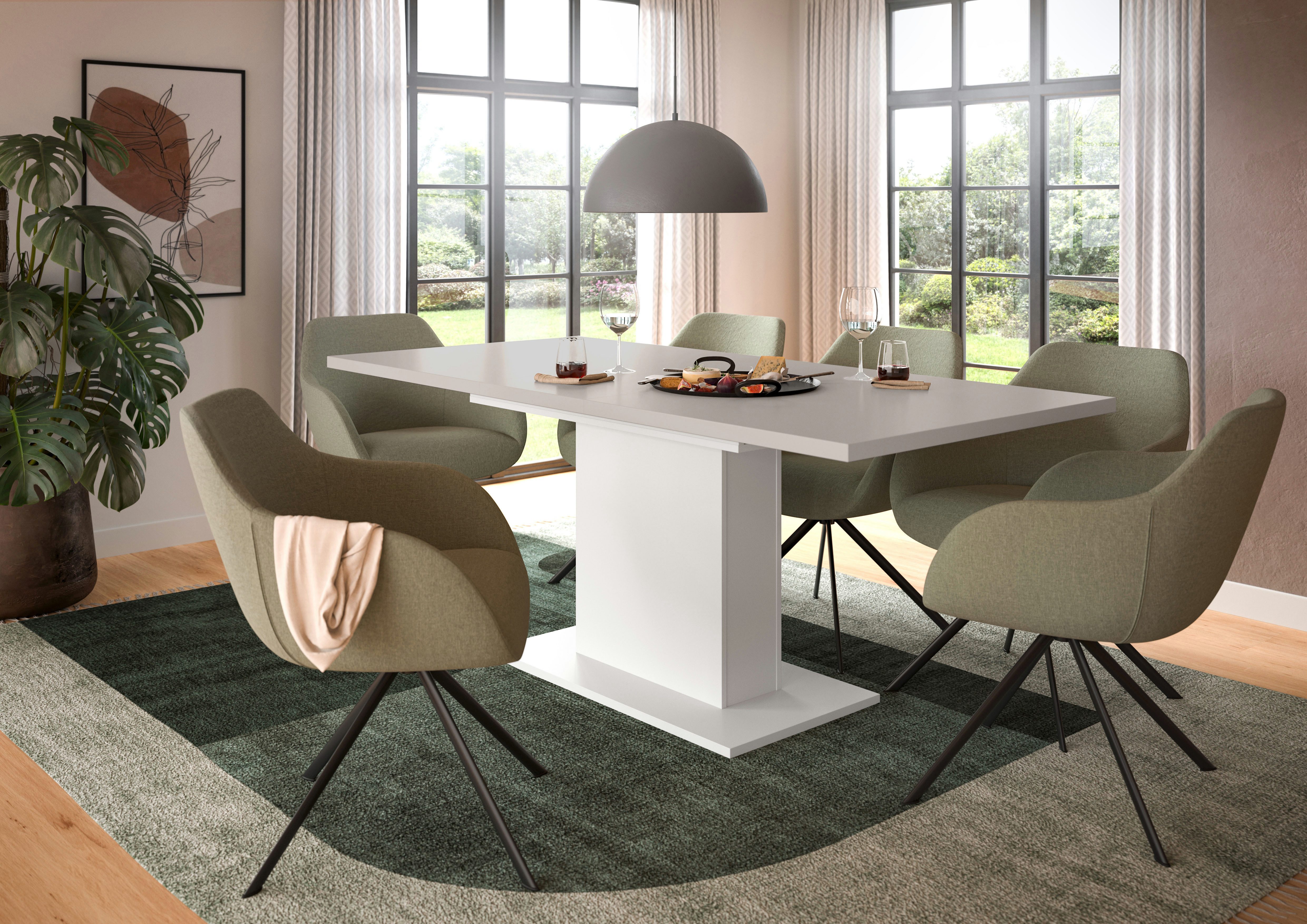 Home affaire Esstisch Motus, ausziehbar 150 -190 cm, inklusive 40 cm Einlegeplatte (Set, 1-St), Säulengestell mit Bodenplatte, Tisch, Küchentisch, Esszimmer, Küche