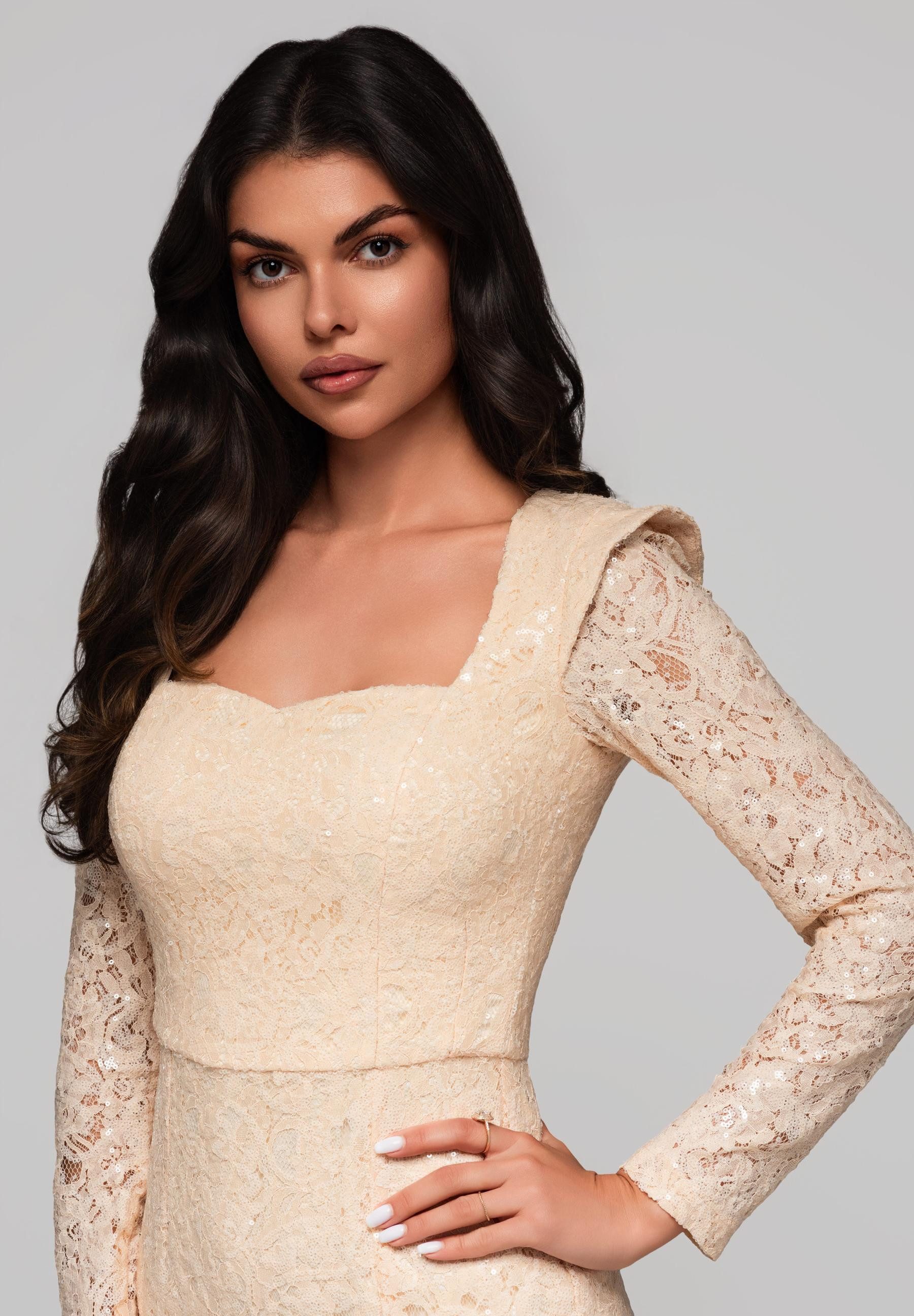 OMBRE Abendkleid Elegantes Spitzenkleid mit langen günstig online kaufen