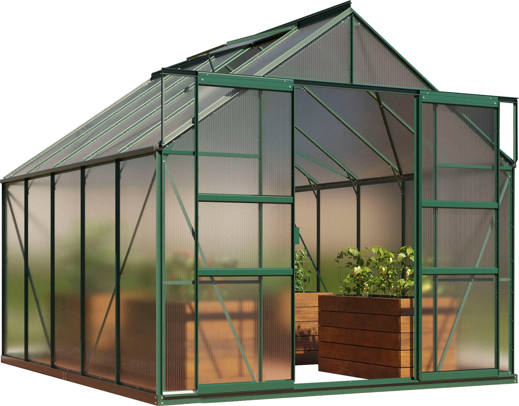 Vitavia Gewächshaus Mars 8300, BxTxH: 257 x 321 x 231,8 cm, 6 mm Wandstärke, Alu-Profile, 6 mm Hohlkammerplatten