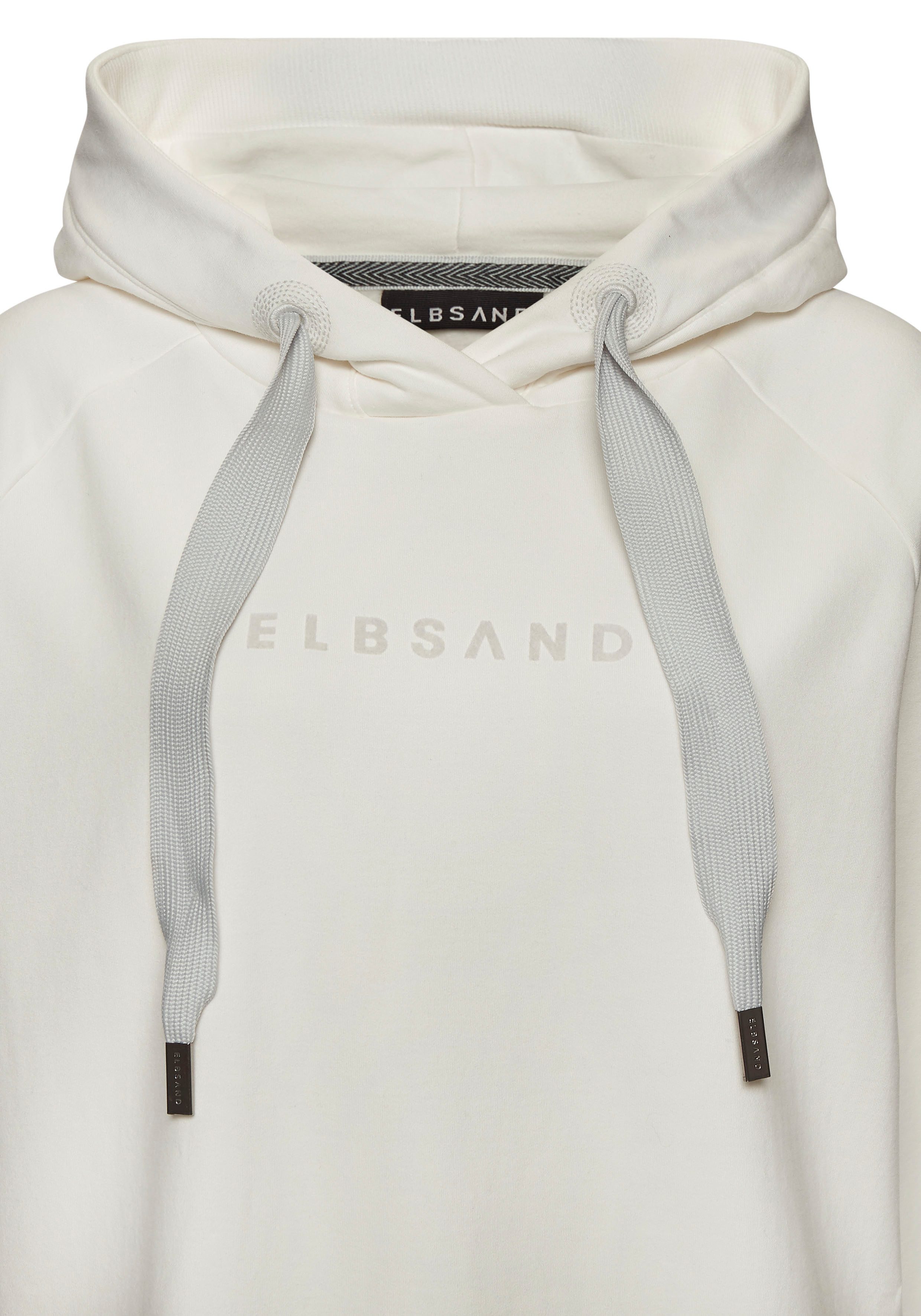 Elbsand Kapuzensweatshirt Svana mit Logoprint, bequemer Hoodie, seitliche Schlitze