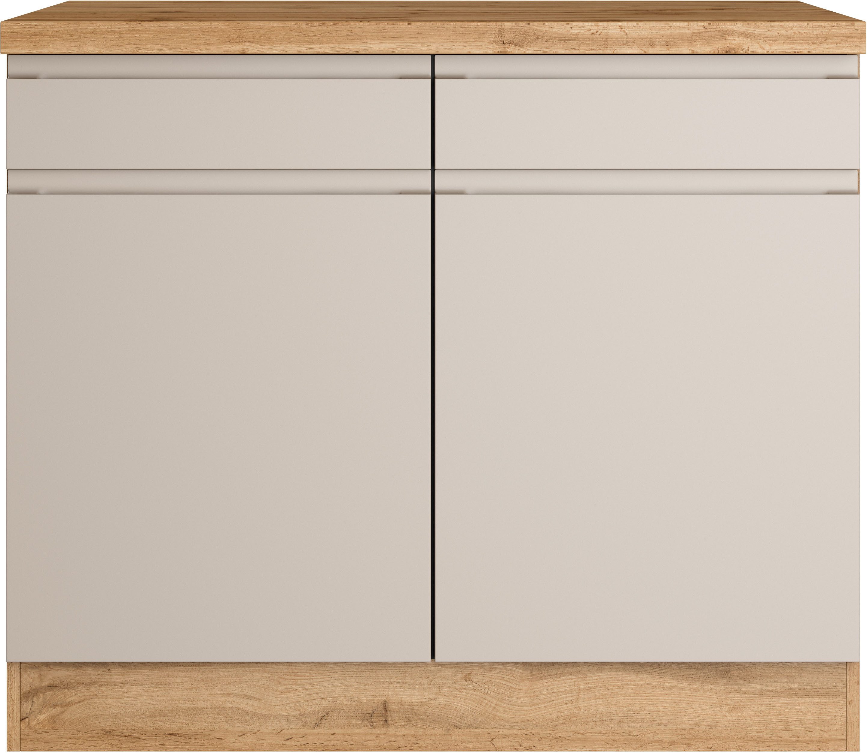 KOCHSTATION Unterschrank KS-Virginia,neu in verbesserter Ausführung (Stauraum, Softclose, mit CPL-Arbeitsplatte) Breite 100 cm, 2 Türen, Soft-Close-Funktion – Bild 4 von 5