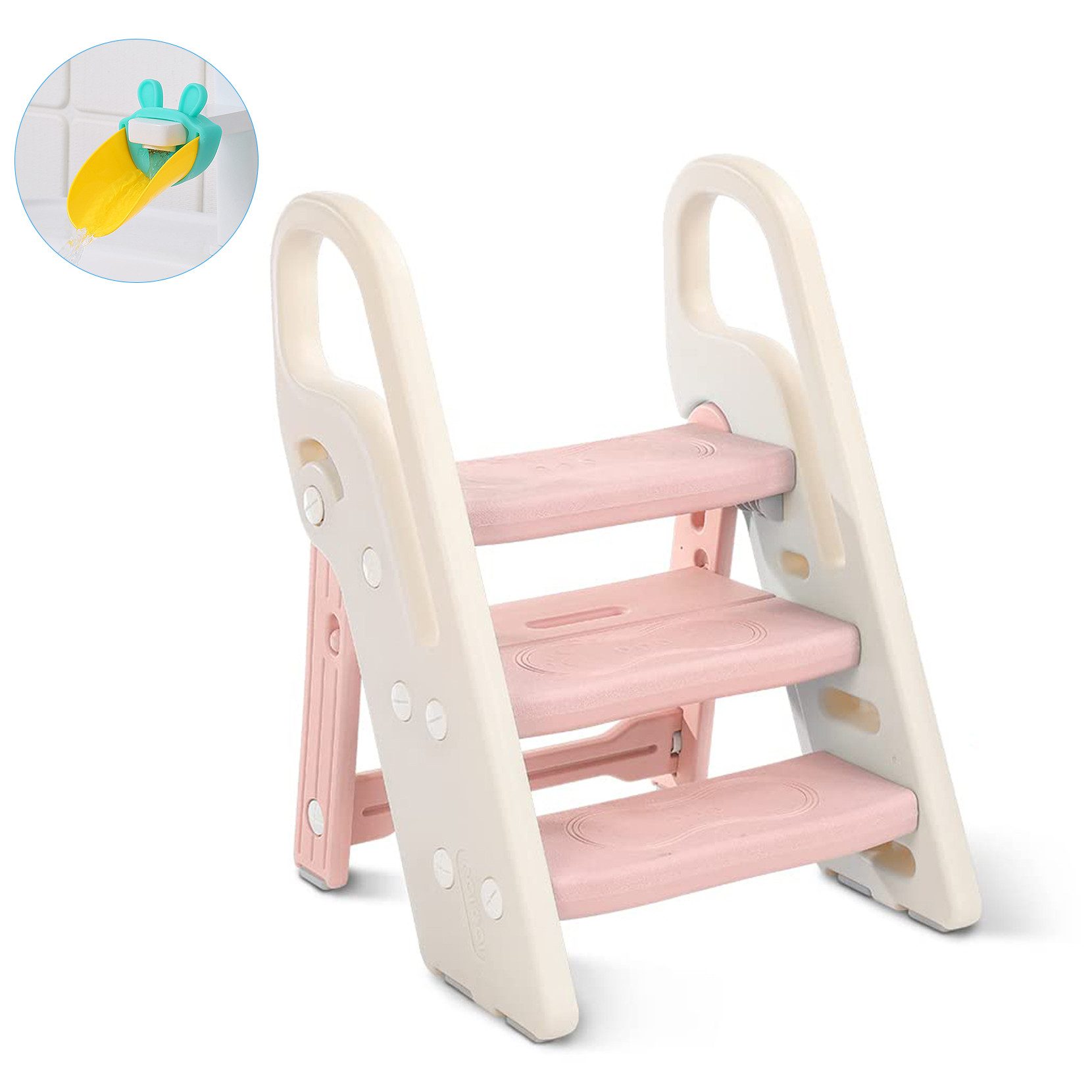 OUNUO Baby-Toilettensitz Baby-Toilettensitz klappbarer Hocker 3 Stufen, für Kinder ab 2 Jahren