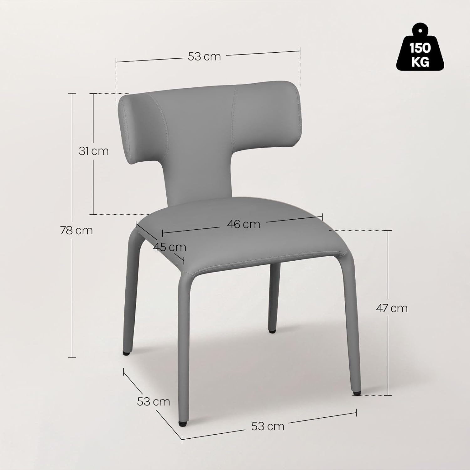 Woltu 4-Fußstuhl (6 St), aus Kunstleder, mit Rückenlehne & Metallgestell, 150 kg belastbar