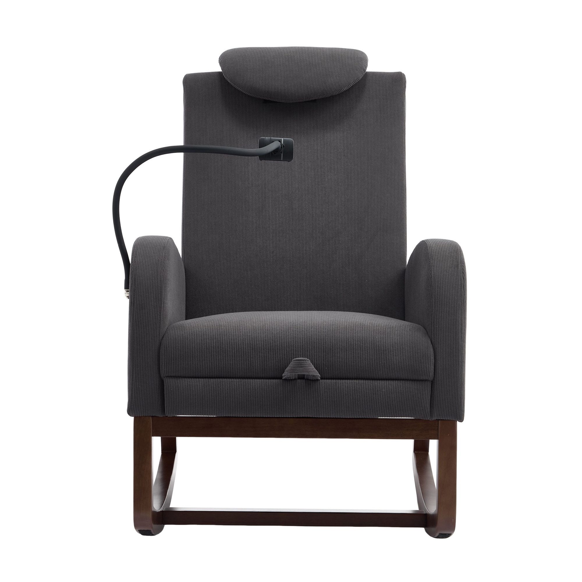 LVHOM Schaukelstuhl mit hoher Rückenlehne und Kopfstütze, massiver Holzrahm günstig online kaufen