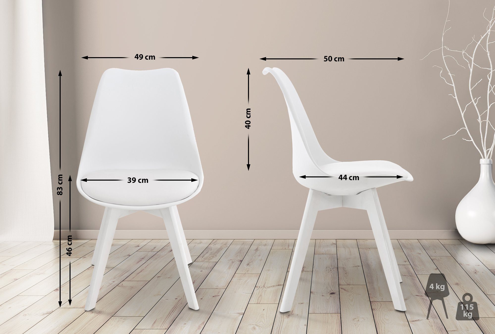 CLP Küchenstuhl Linares, mit Rückenlehne und Holzbeinen günstig online kaufen