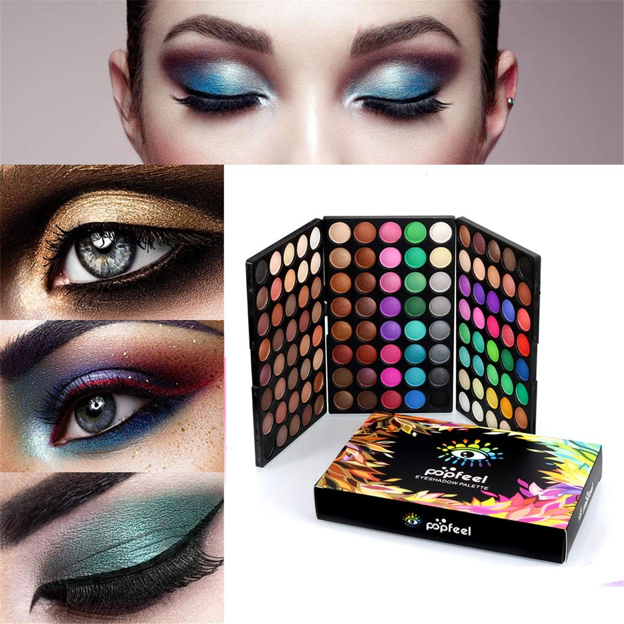KINSI Lidschatten-Palette Makeup, 120 Farben Lidschattenpalette, Bühnenschminke, Cosplay, Perlglanzmatter, mehrfarbiger Lidschatten, für Anfänger und Profis