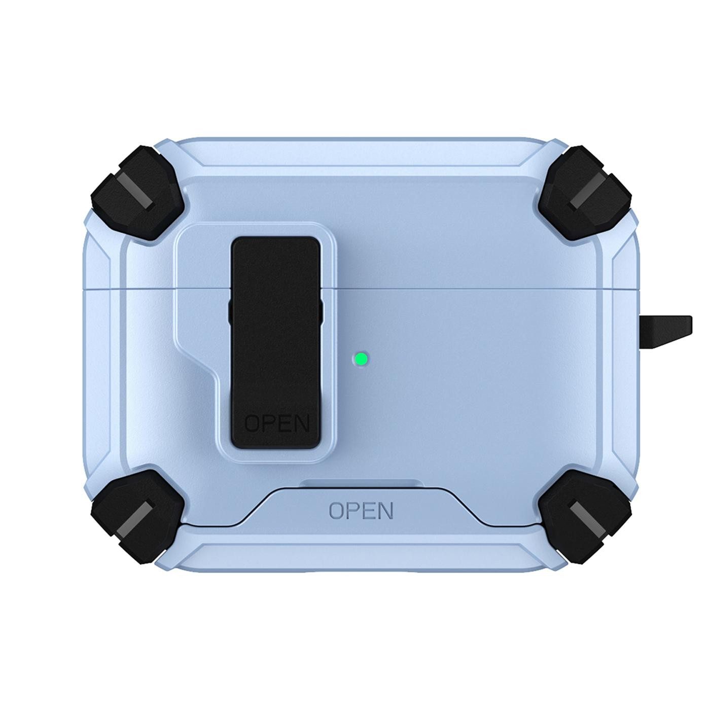 CoolGadget Kopfhörer-Schutzhülle Defender Hülle für Apple AirPods Pro 3 magnetisch mit Karabiner, 360° Full-Body Case Schutzhülle Handy Standfunktion magnetisch ladbar