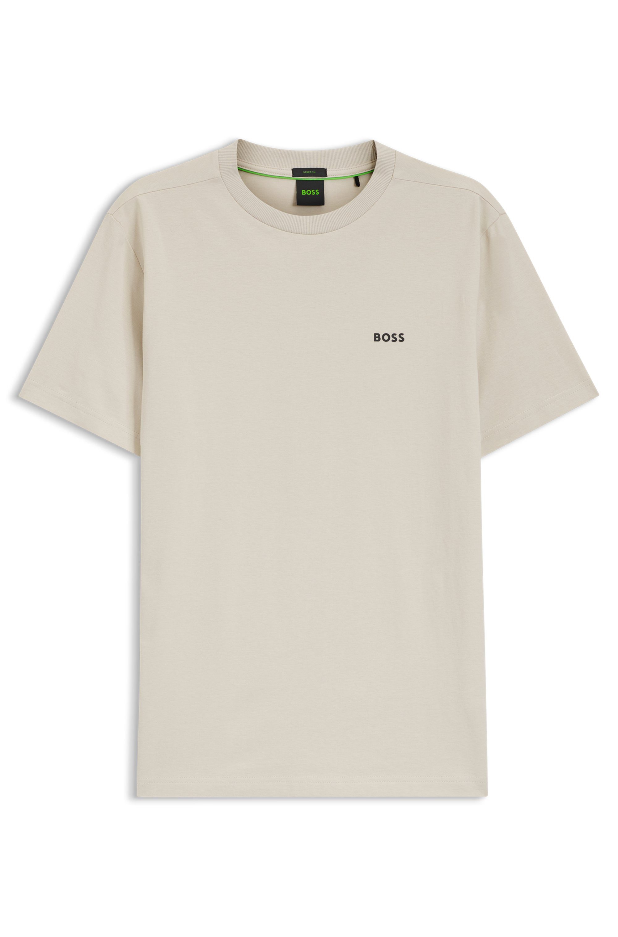 BOSS GREEN Rundhalsshirt Tee mit gummiertem Kontrast-Logo günstig online kaufen