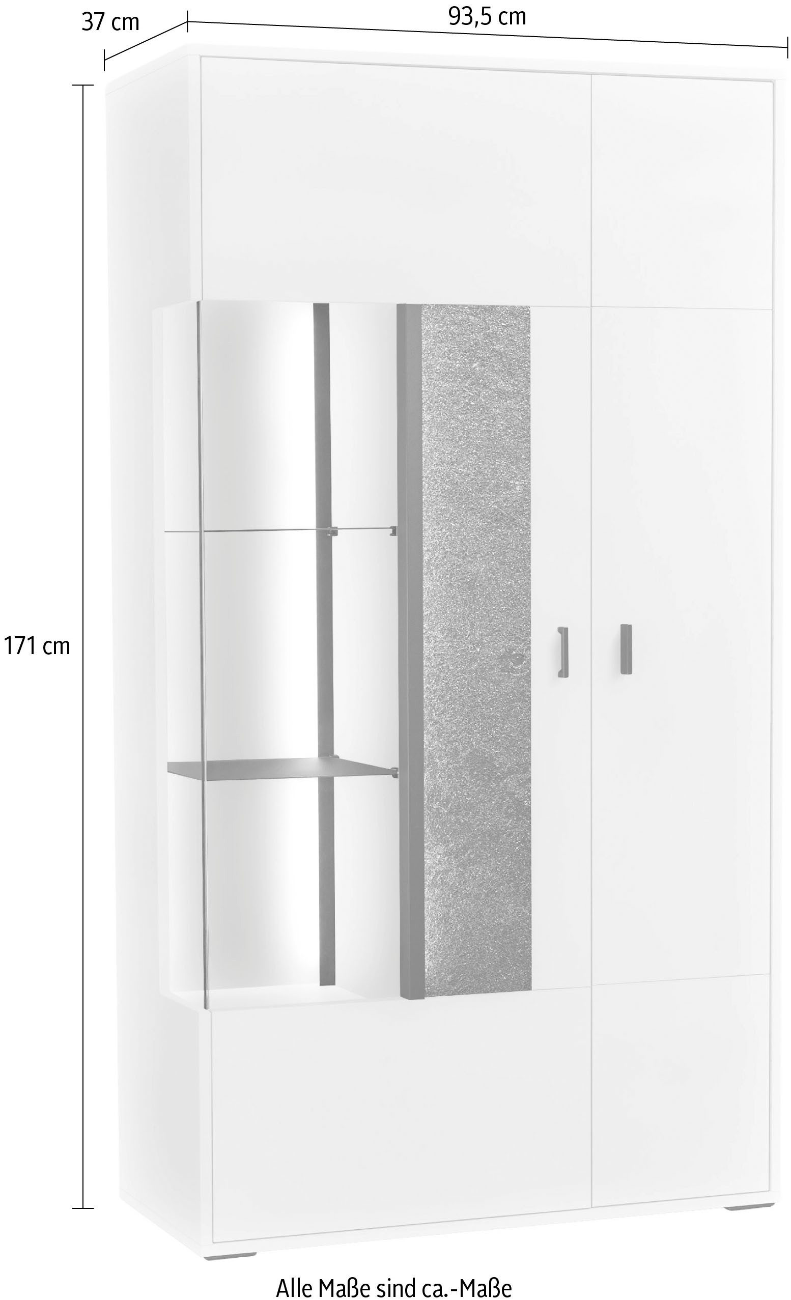 set one by Musterring Vitrine Deltona mit Sandsteinelement, inkl. Beleuchtung, zwei Farben, B94 x H170 cm