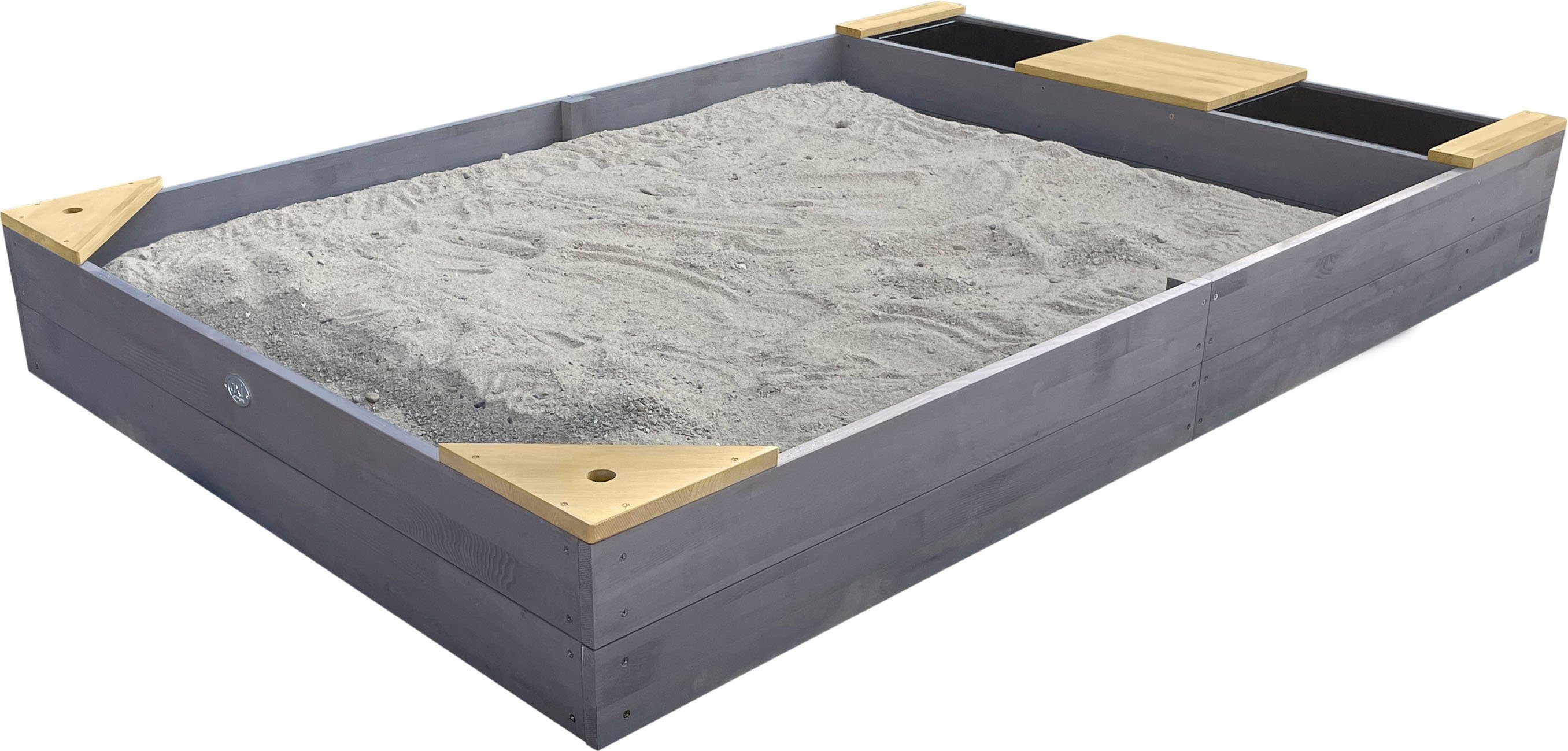 Kinder Sandkasten NYVIKids Forte XXL 176x176 cm - Sandkasten mit Abdeckung  & 4 Sitzbänken