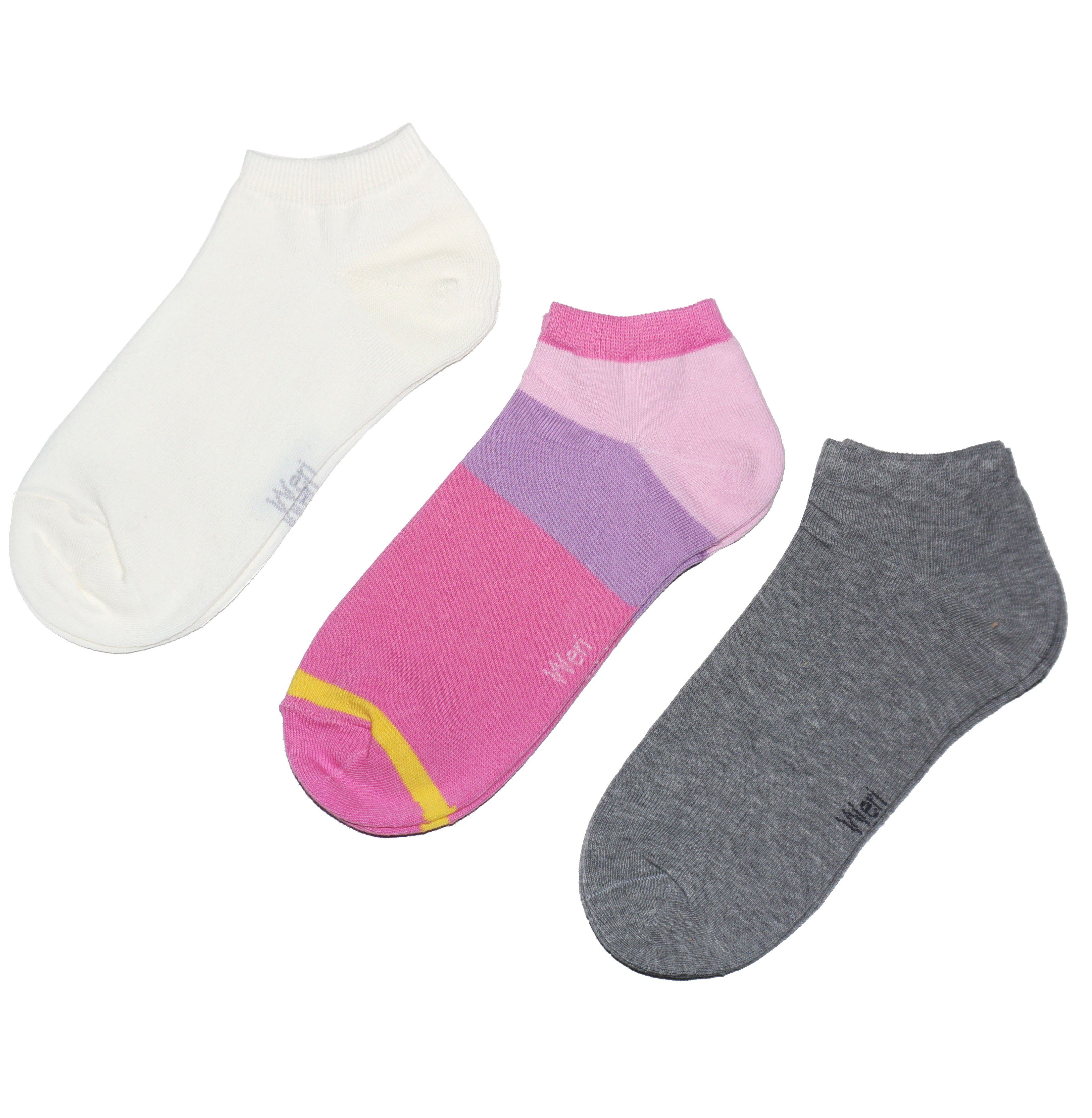 WERI SPEZIALS Strumpfhersteller GmbH Sneakersocken Sneakersocken 3-er Pack Kinder Erwachsene >Sport Modern< Baumwolle (Set) 3er-Pack