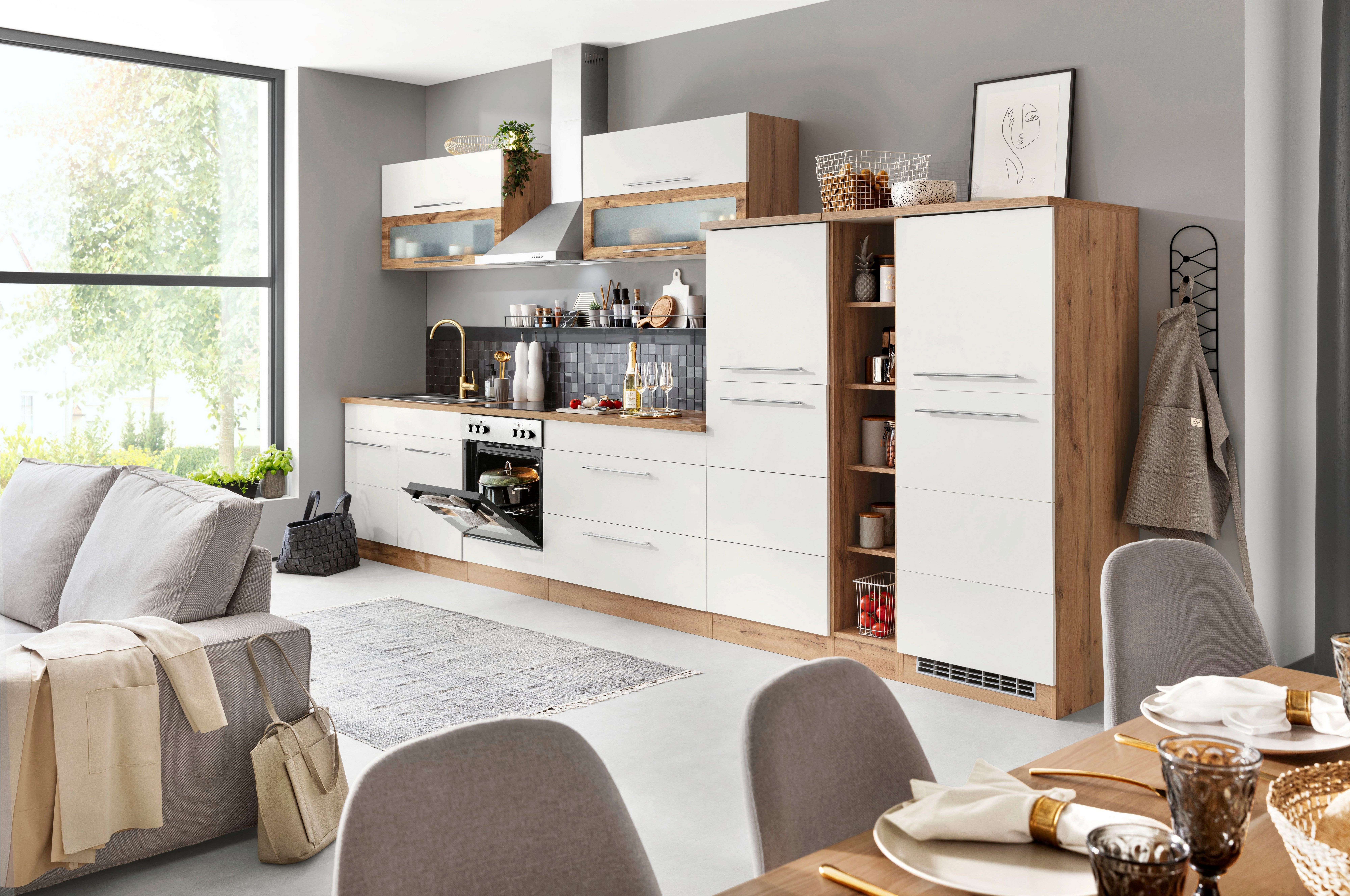 KOCHSTATION Küchenzeile KS-Wien, Breite 410 cm, wahlweise mit E-Geräten