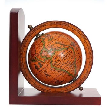 MCW Buchstütze MCW-B79 (Set, 2er), Globus, Globus drehbar 2x Buchstütze, Unterseite mit Überzug, antike Weltkarte