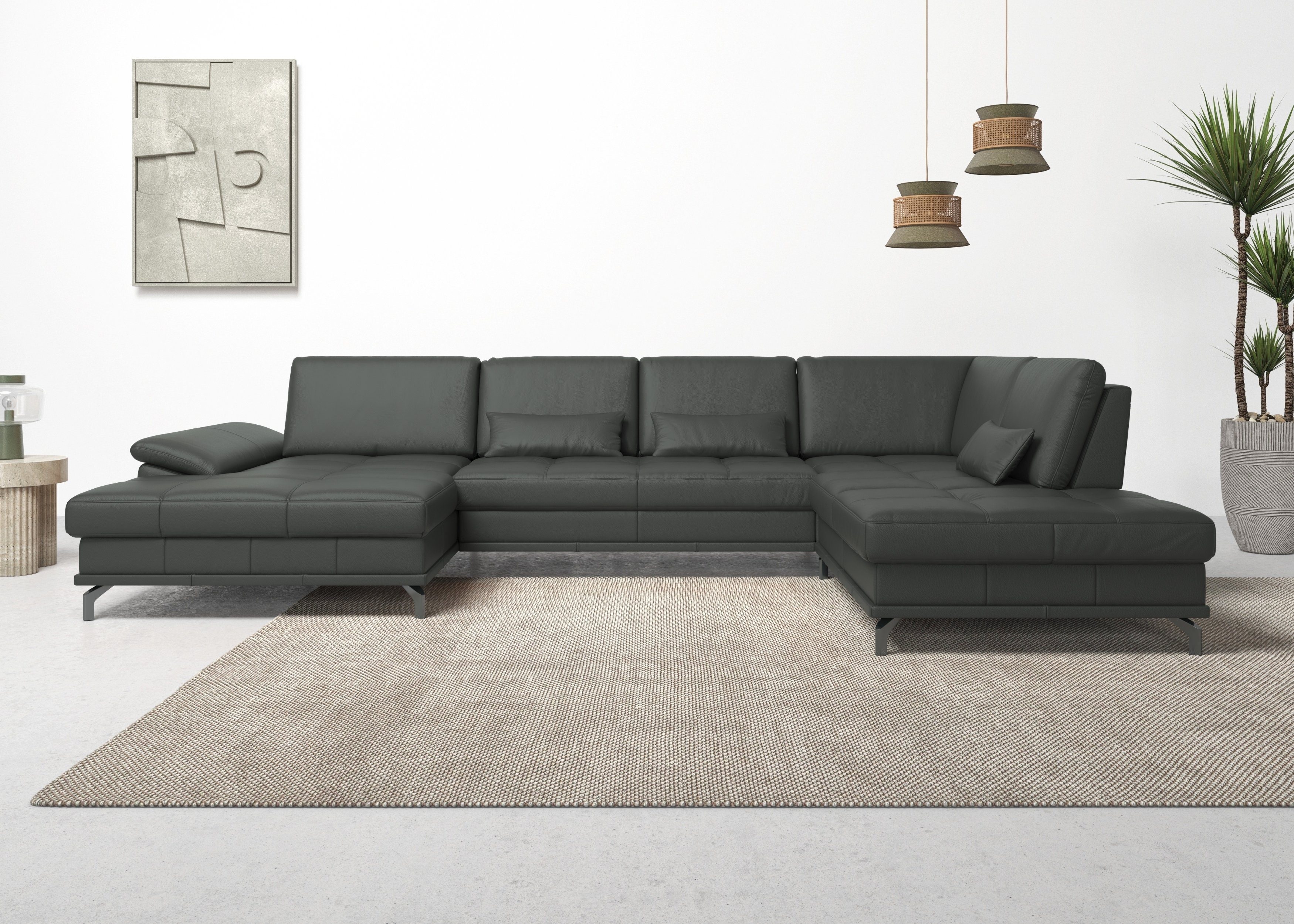 OTTO home Wohnlandschaft Costello U-Form, B: 363 cm mit Sitztiefen-, Armteilverstellung &, 3 Nierenkissen, optional Schlaffunktion & Bettkasten