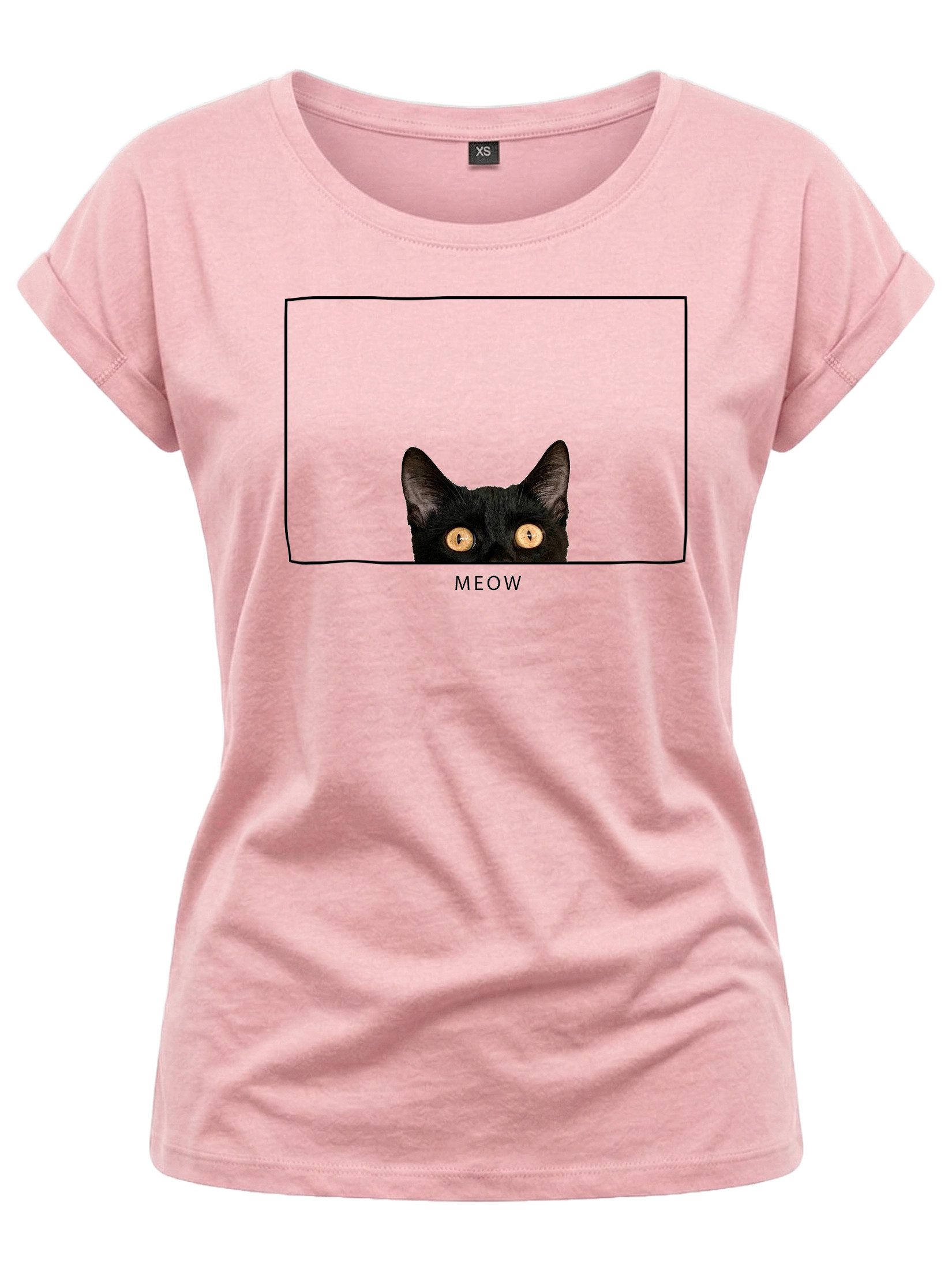 Print-Shirt Katzenshirt Damen Top Katzenmotiv Lustige Katzen Geschenke