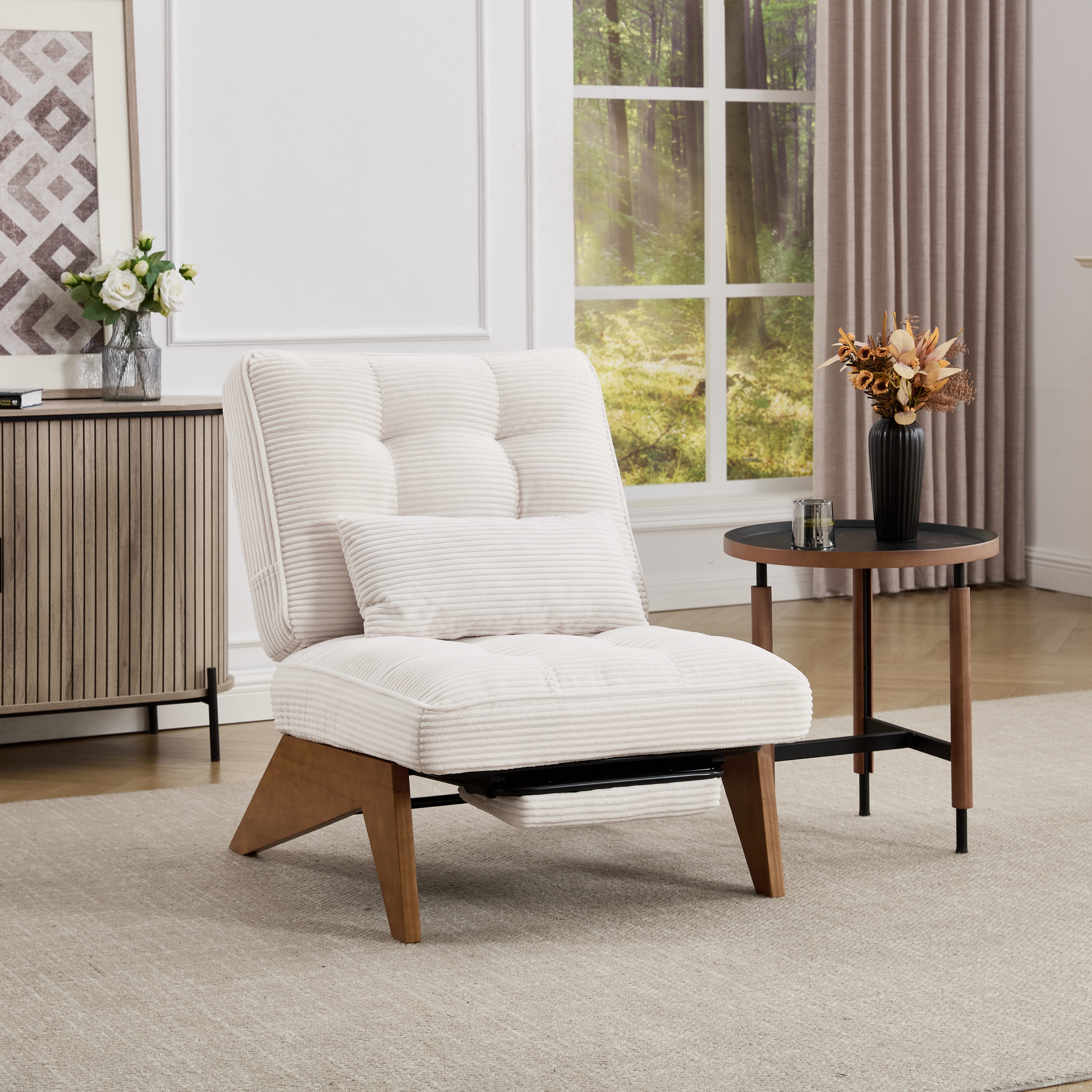 MODFU Loungesessel Relaxsessel aus Kord (Polsterstuhl mit Holzbeinen & Lend günstig online kaufen