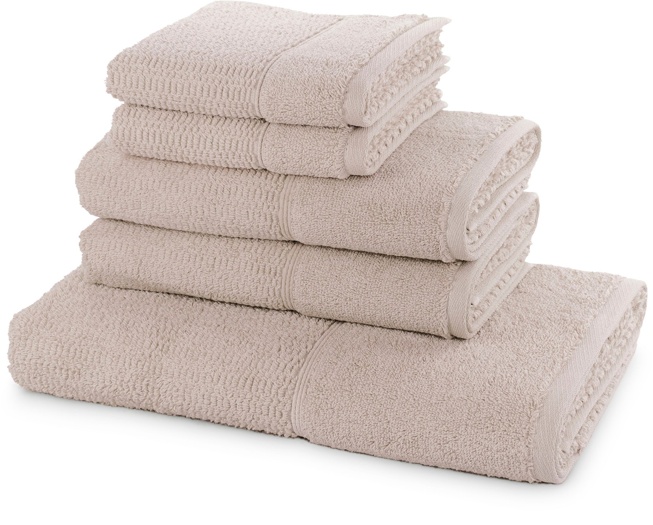 Möve for frottana Handtuch Set Pearl, Walkfrottier (5-St), 5tlg.-Set 2xGästehandtuch 30/50,2xHandtuch 50/100,1xBadetuch 67/140