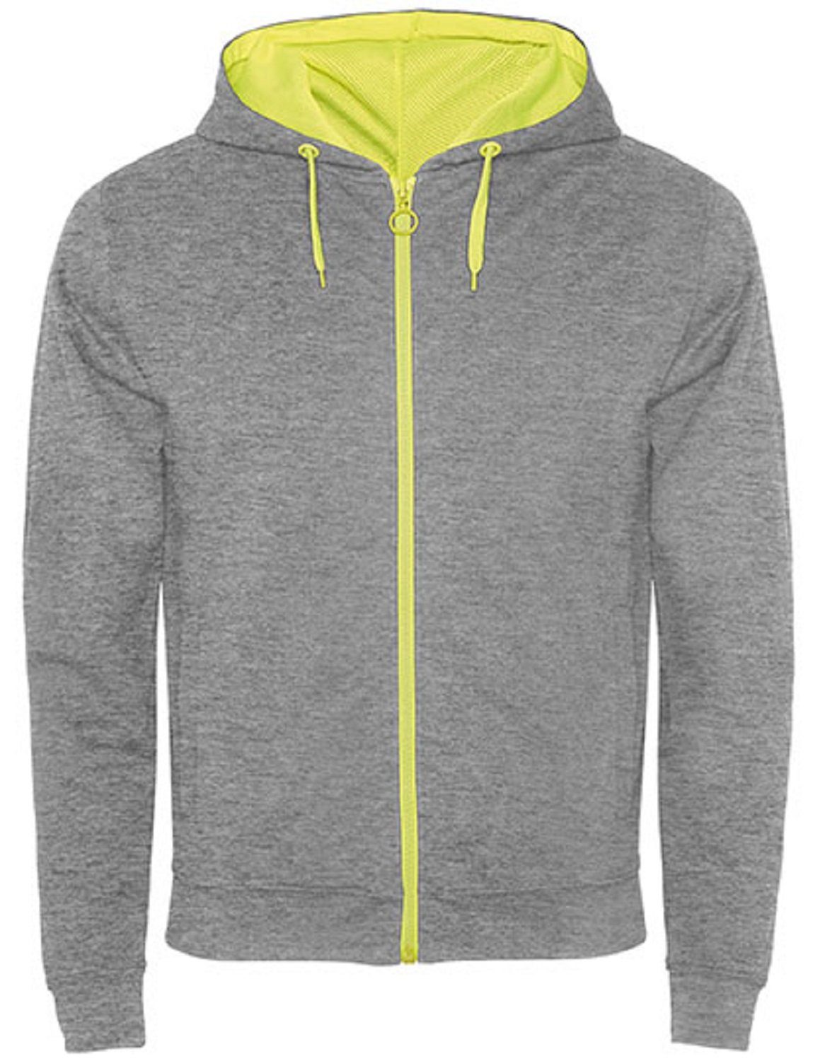 Roly Kapuzensweatjacke Herren Sweat-Jacke mit Kapuze / Kapuzensweater mit Reißverschluss auch für Frauen geeignet Grau/ Gelb