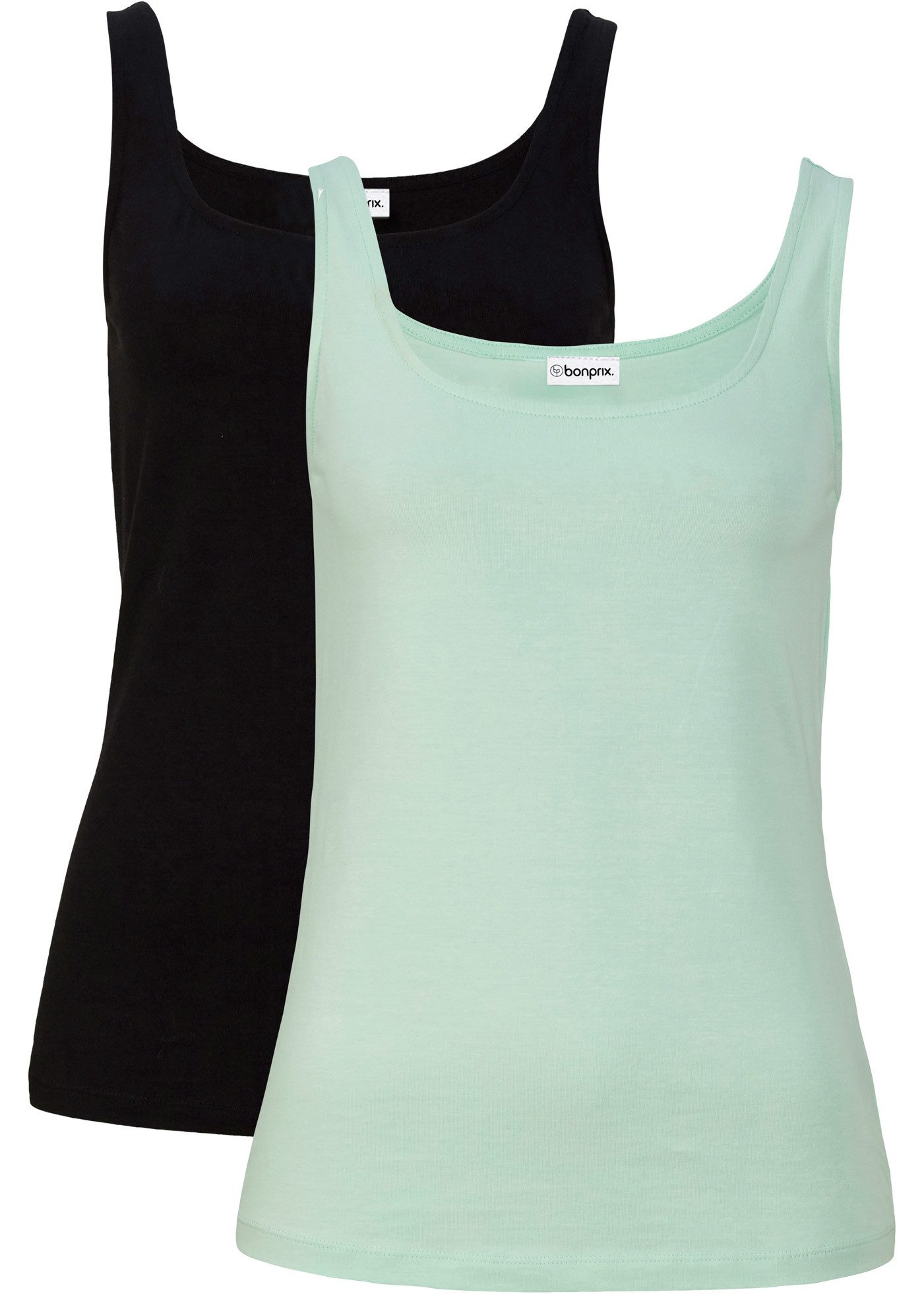 bonprix Tanktop (Packung, 2-tlg) taillierte Passform, mit Carré-Ausschnitt
