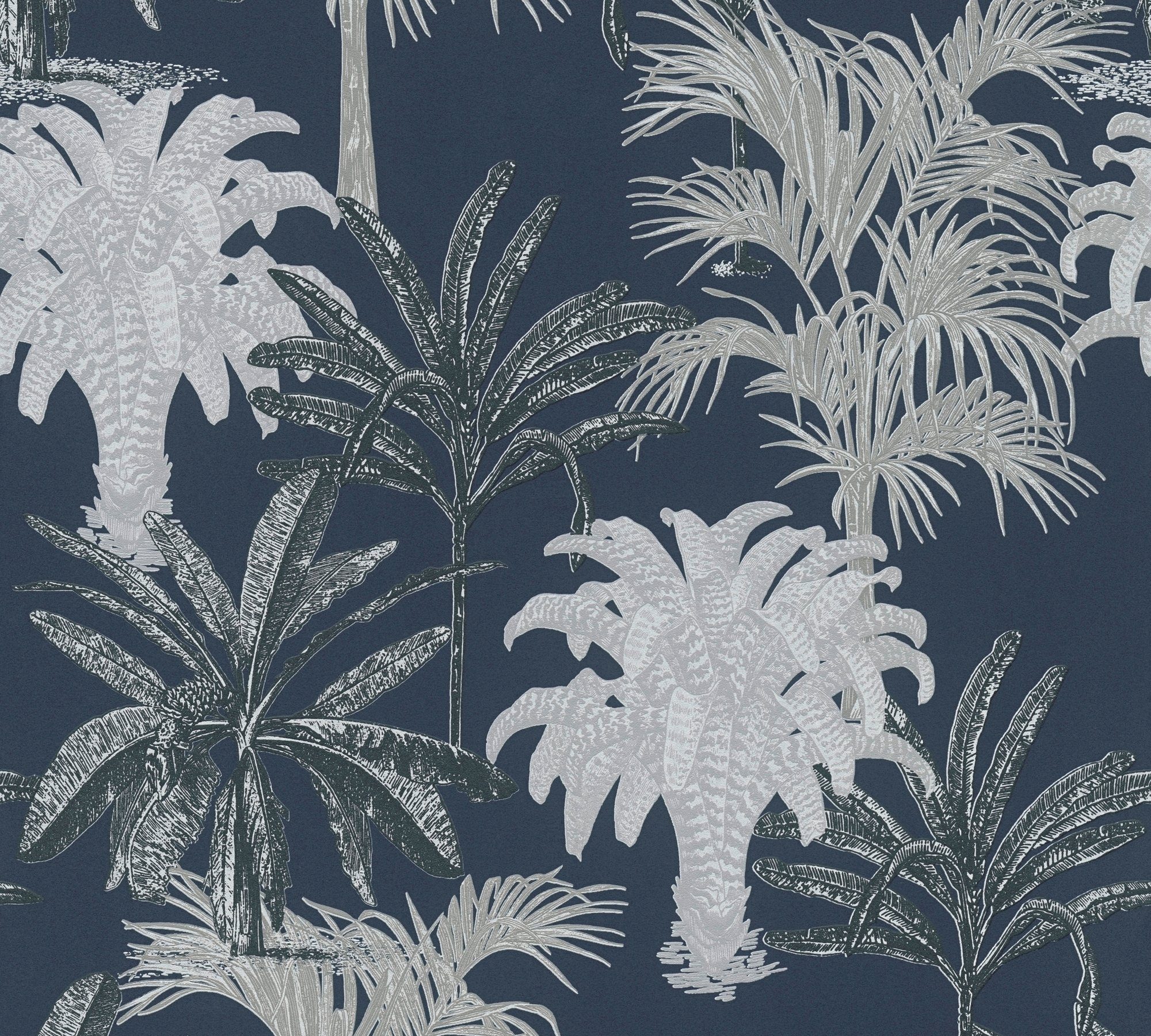 is Tapete blau/grau/weiß Designertapete good, Tropical METROPOLIS floral, Tale, Change LIVING Vliestapete BY botanisch, Palmen MICHALSKY tropisch,