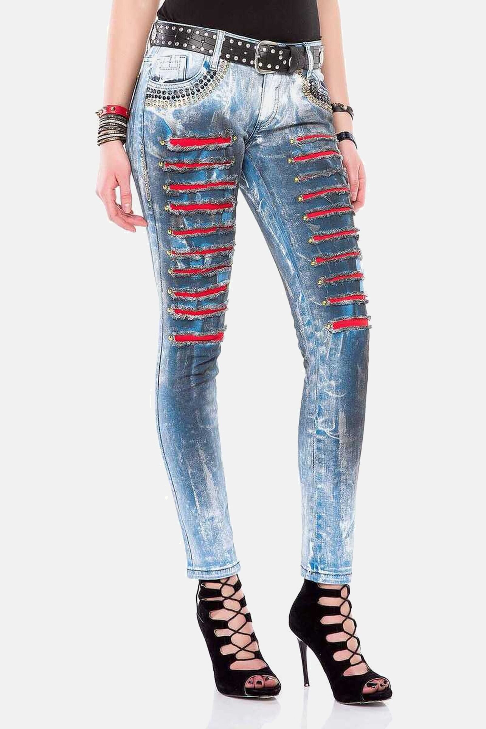 Cipo & Baxx Slim-fit-Jeans Jeans mit Nietenbesatz, WD-375