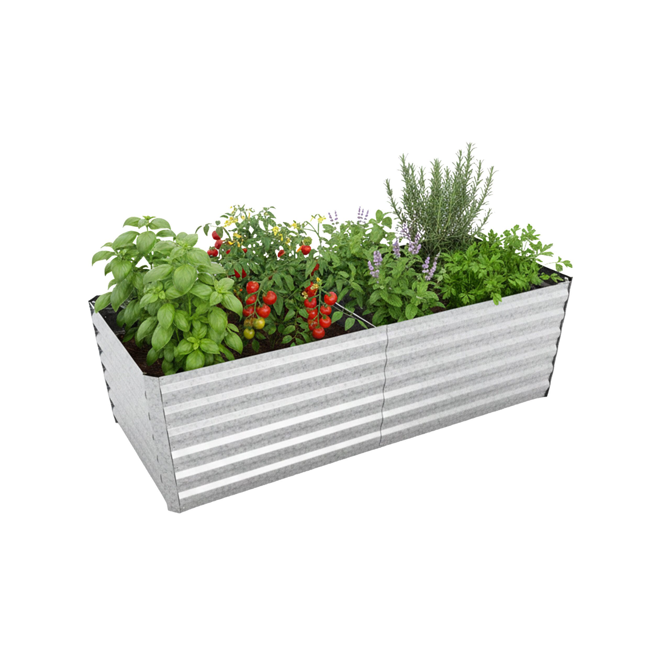 relaxdays Hochbeet aus Metall 57x180x90 cm, silber