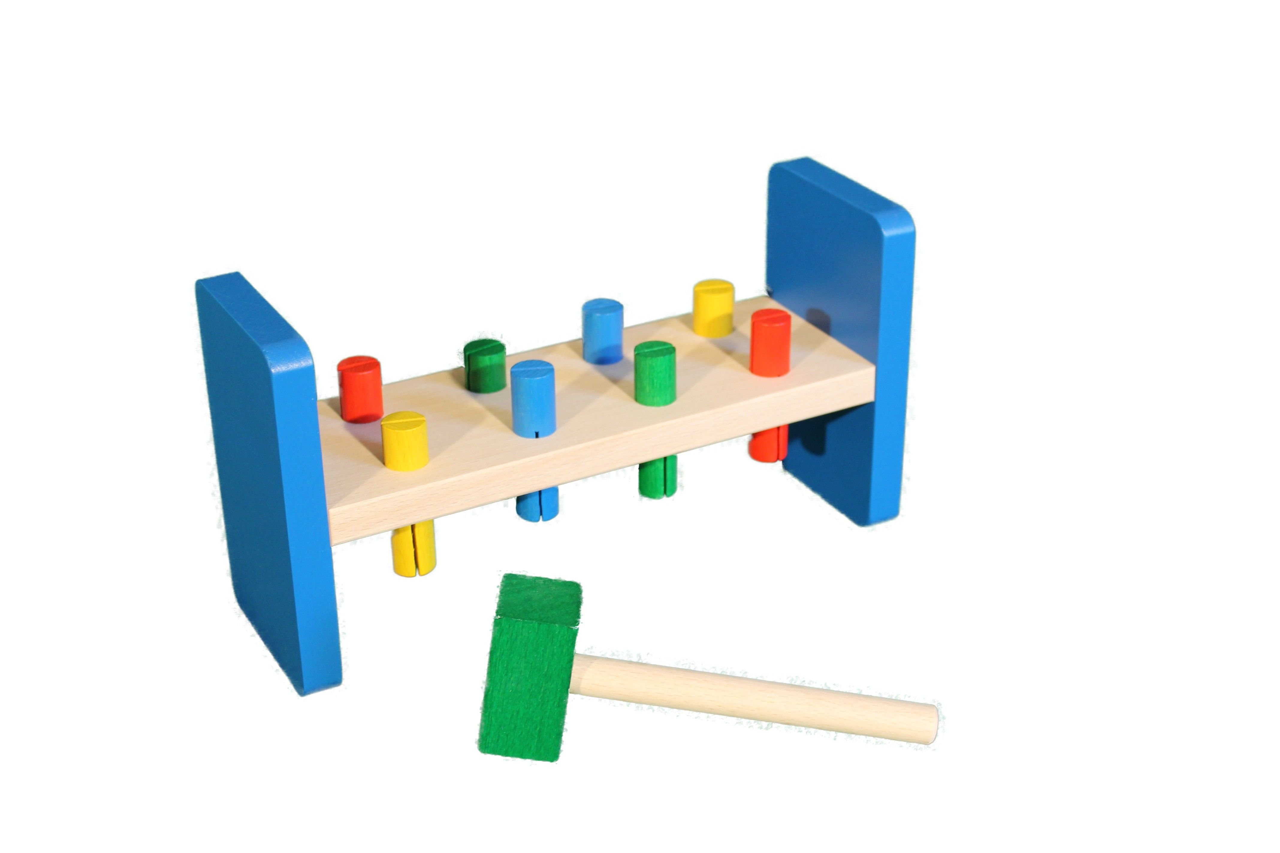 Erzgebirgische Holzspielwaren Ebert GmbH Lernspielzeug Holzspielzeug Klopfbank mit Hammer BxHxT 27x9x4cm NEU