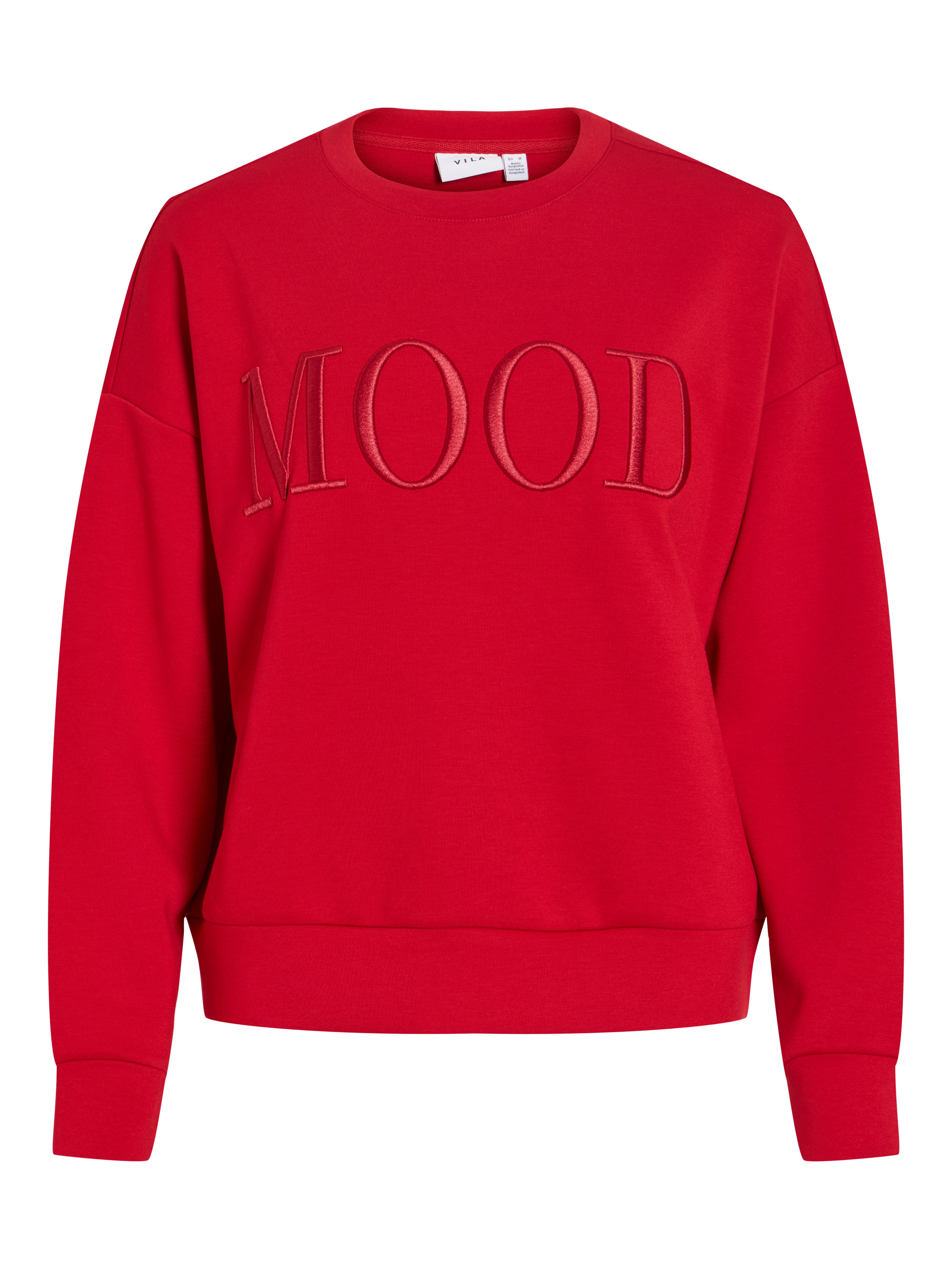 Vila Sweater VIREFLECT MOOD EMB L/S SWEAT TOP/R/3 Materialmix, loose fit – Bild 4 von 5