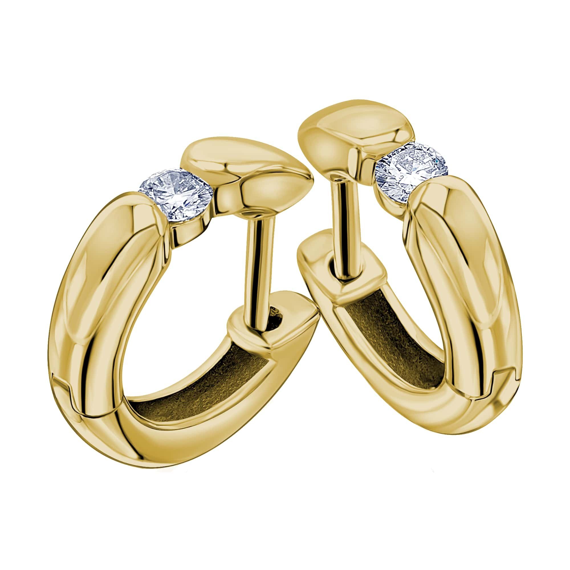 ONE ELEMENT ct Paar Brillant Gelbgold, Ohrringe Diamant Damen Gold aus Creolen 0,15 Creolen Schmuck 585