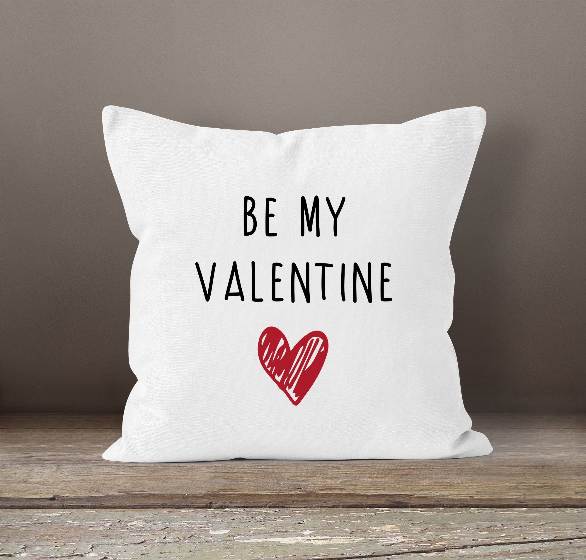 Valentine weiß my Geschenk Love Kissen-Hülle Kissen-Bezug Liebe MoonWorks Deko-Kissen MoonWorks® Be Dekokissen Valentinstag Baumwolle