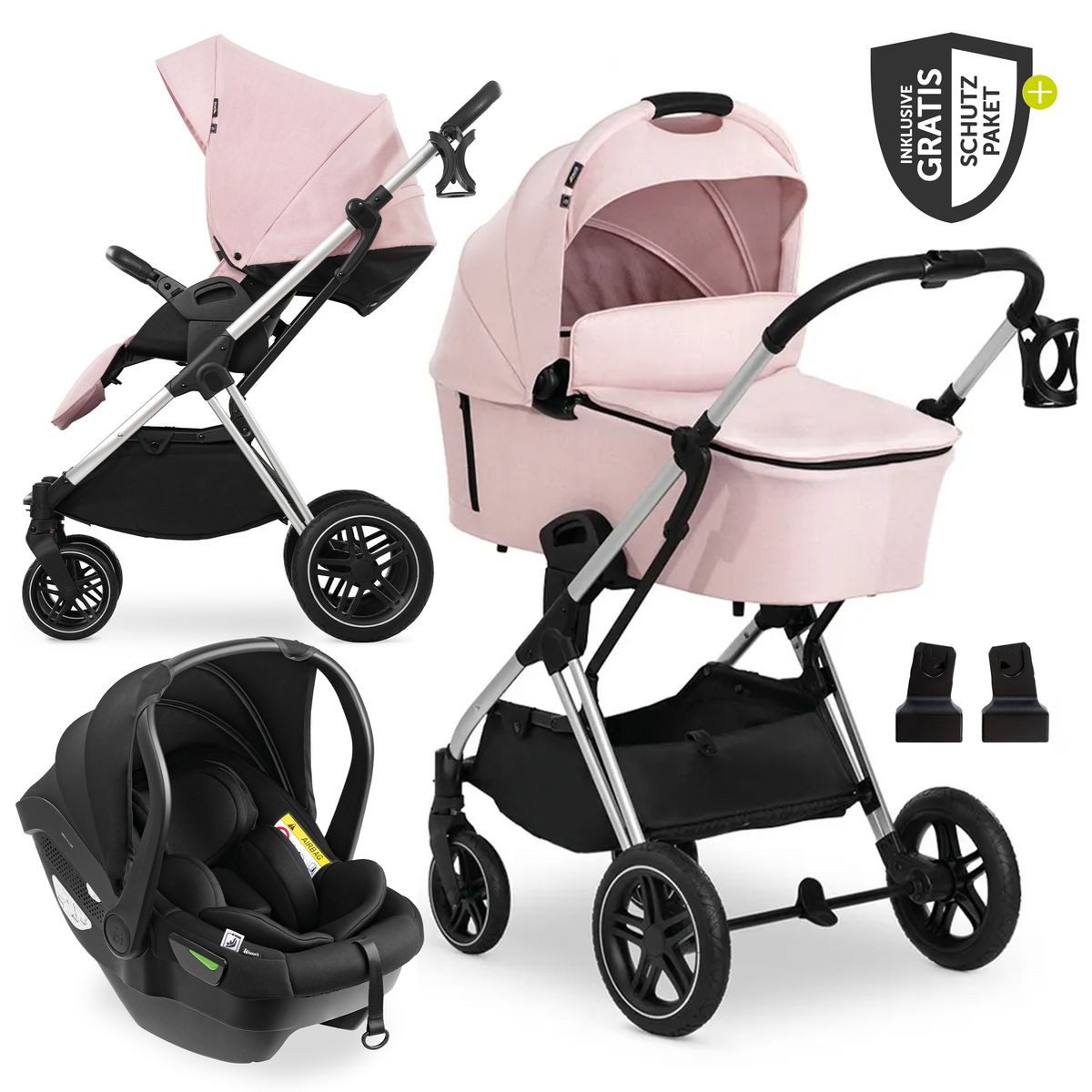 Kombi-Kinderwagen Vision X Trio Set Black - Melange Rose