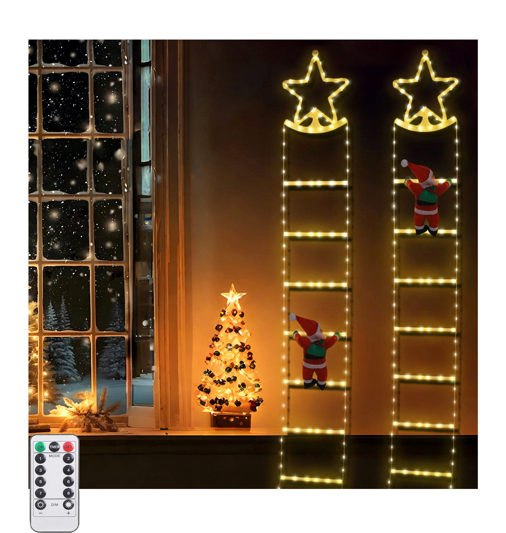 Coonoor LED Dekofigur Weihnachtsmann auf Leiter, günstig online kaufen