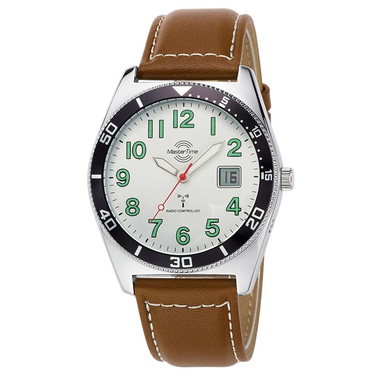 MASTER TIME Funkuhr MTGA-10856-41L, für Herren Funk Super Power Braun