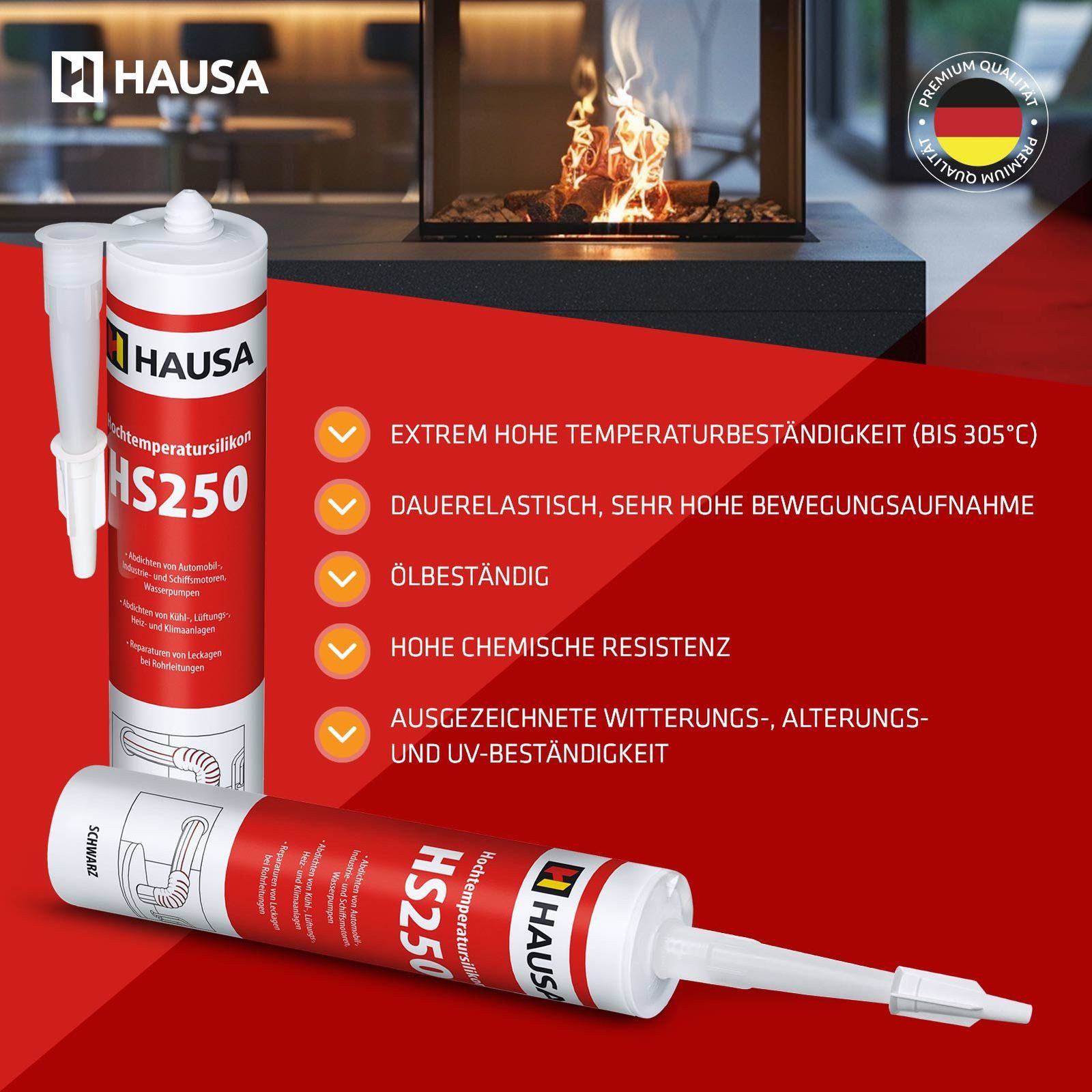 Hausa Silikon, Hochtemperatur-Silikon HS250 rot, (Schnelle günstig online kaufen