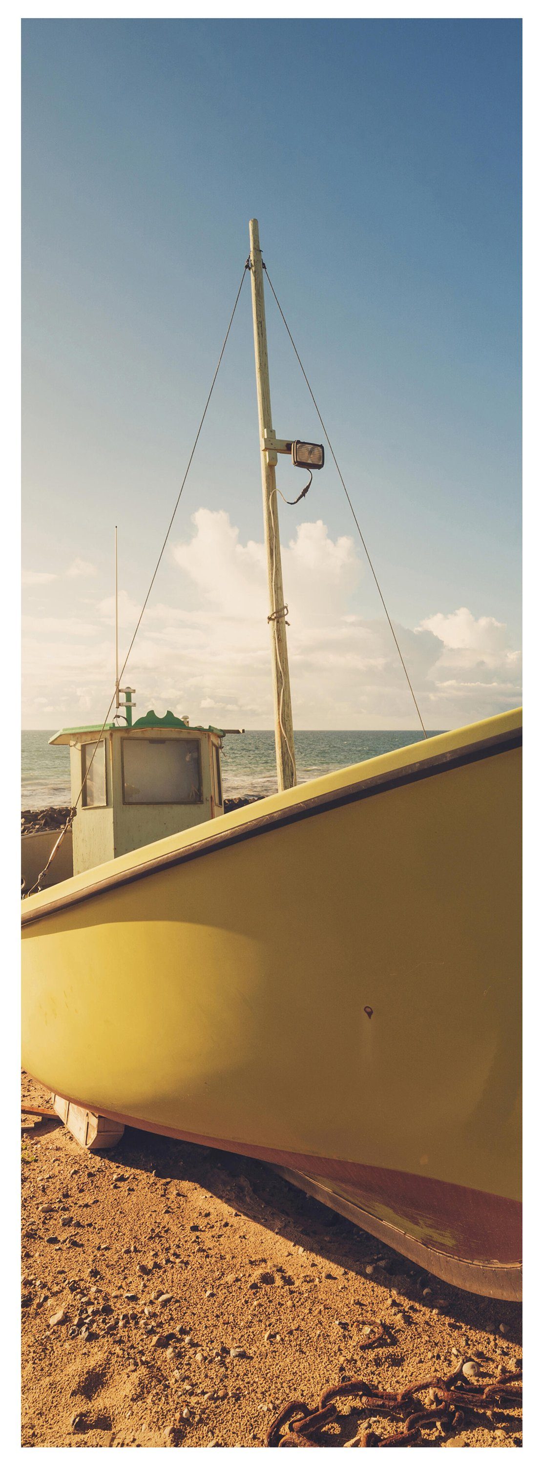 wandmotiv24 Türtapete Boote Am Strand, glatt, Fototapete, Wandtapete, Motivtapete, matt, selbstklebende Dekorfolie