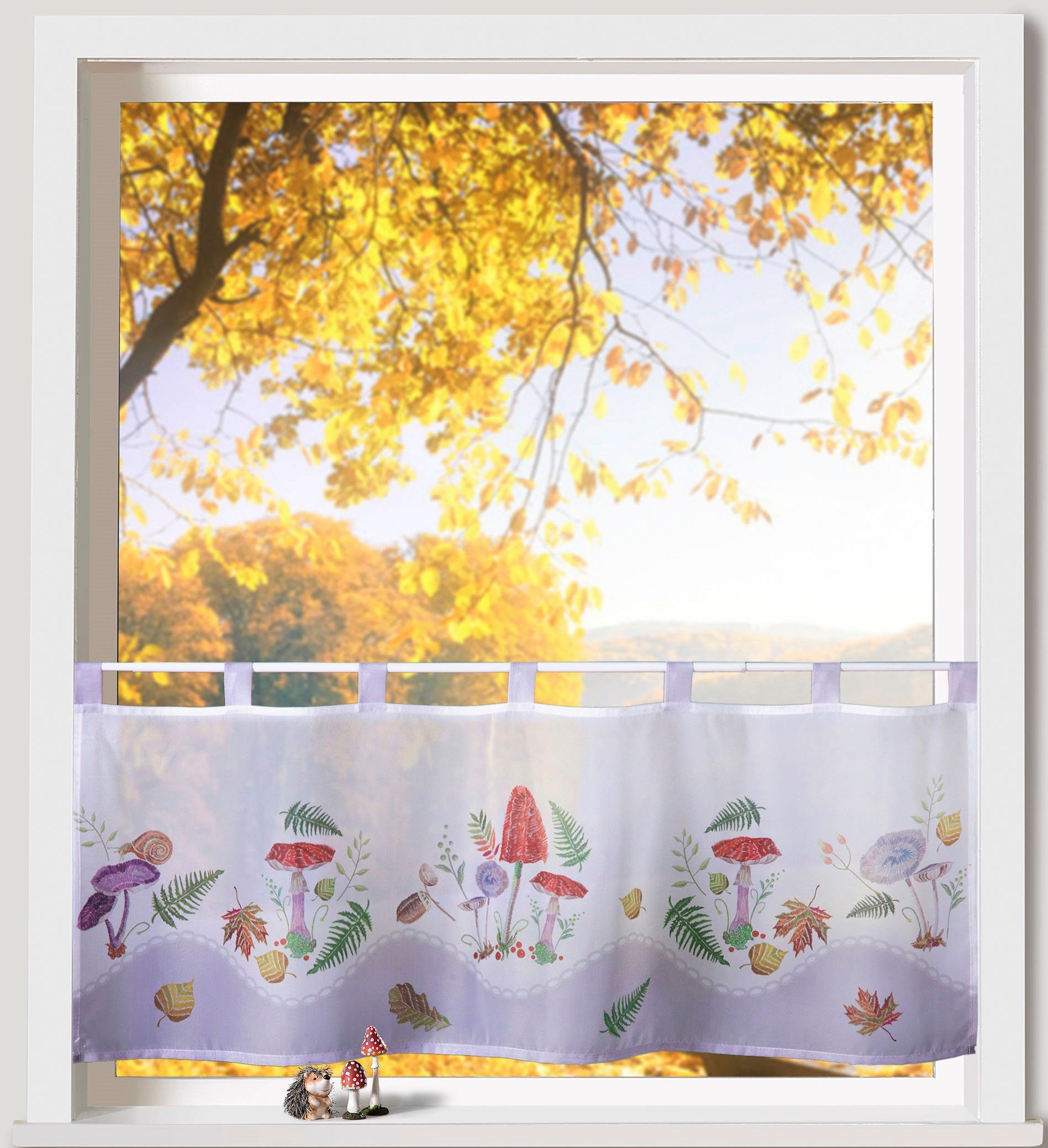 Weckbrodt Scheibengardine Silvan (1 St), Schlaufen, transparent, Voile, Bistro, Voile, bedruckt, transparent, HxB 45x120cm, Gardine, Store