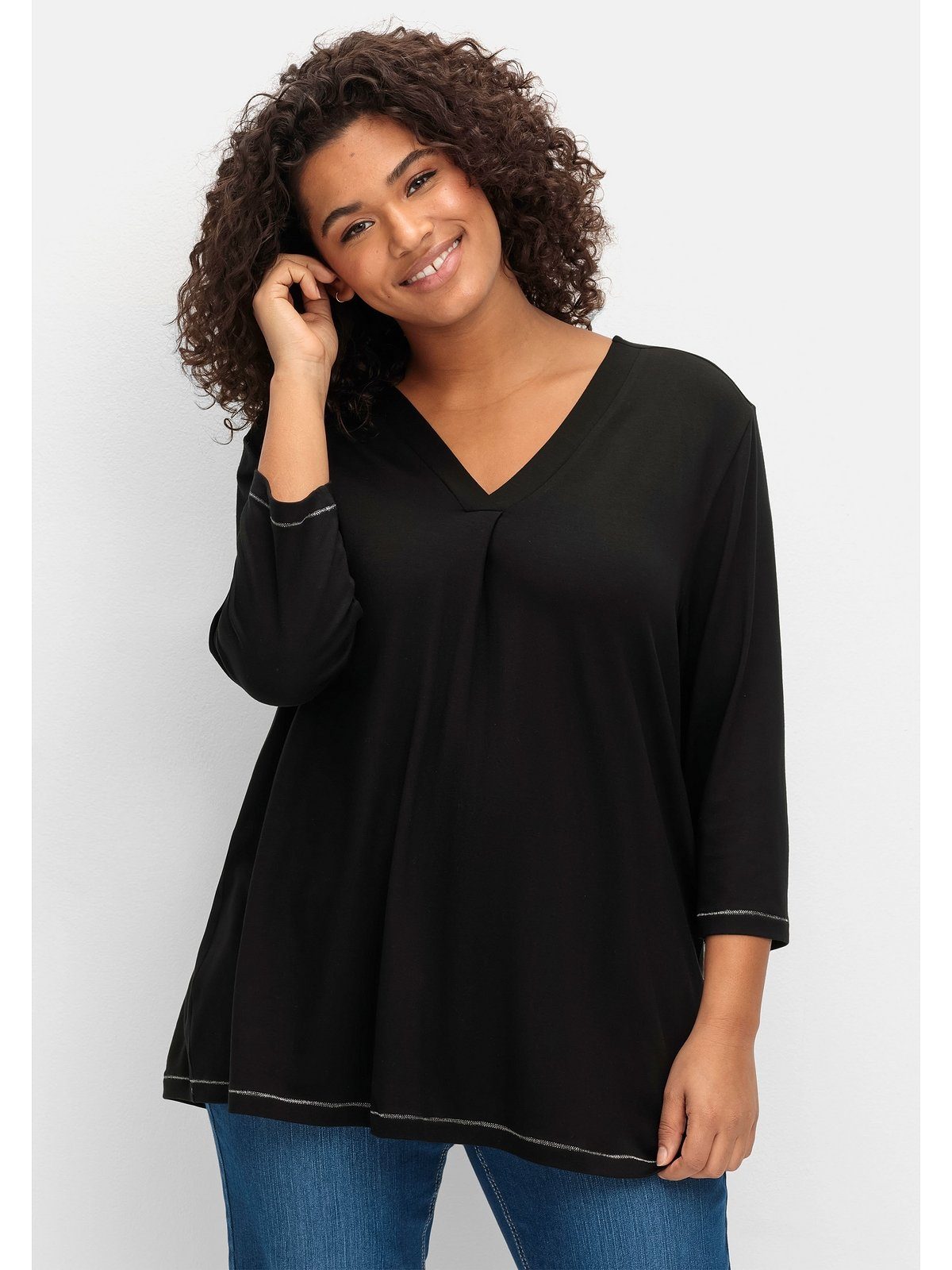 Sheego 3/4-Arm-Shirt Große Größen in leichter A-Linie