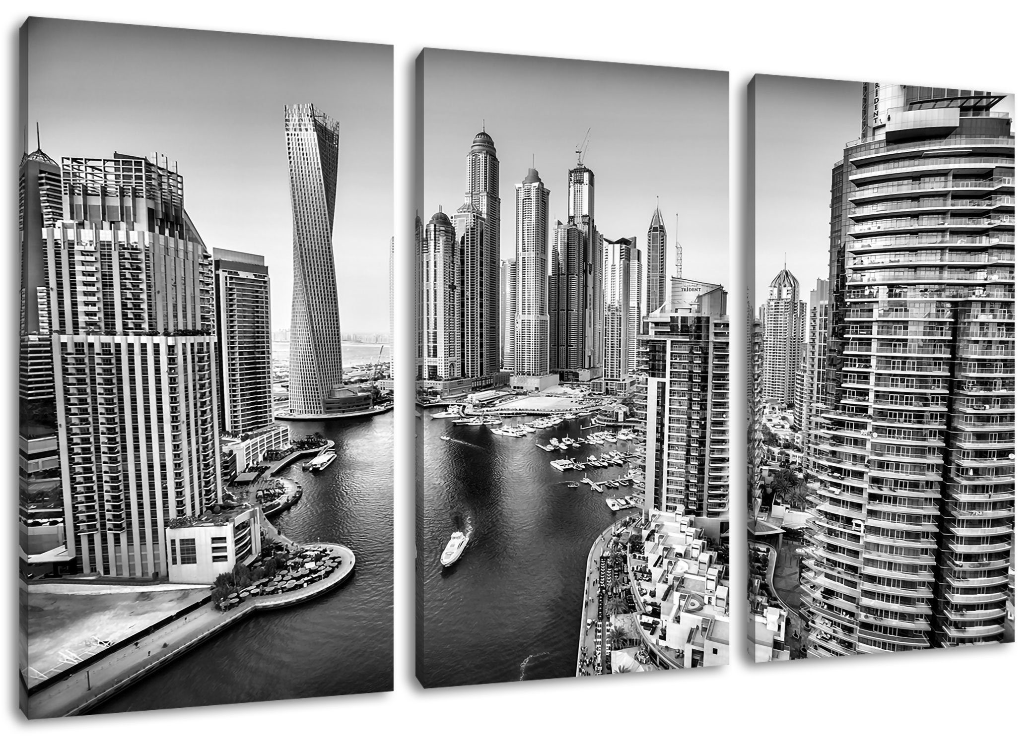 Pixxprint Leinwandbild Dubai Metropole, Dubai Metropole 3Teiler (120x80cm) (1 St), Leinwandbild fertig bespannt, inkl. Zackenaufhänger
