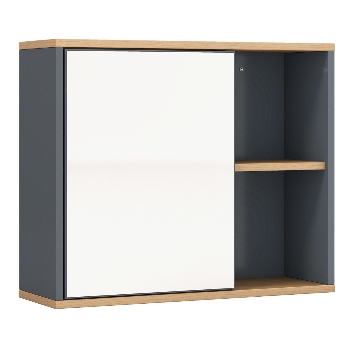 COSTWAY Badezimmerspiegelschrank mit Spiegeltür, verstellbarer Ablage, 60cm