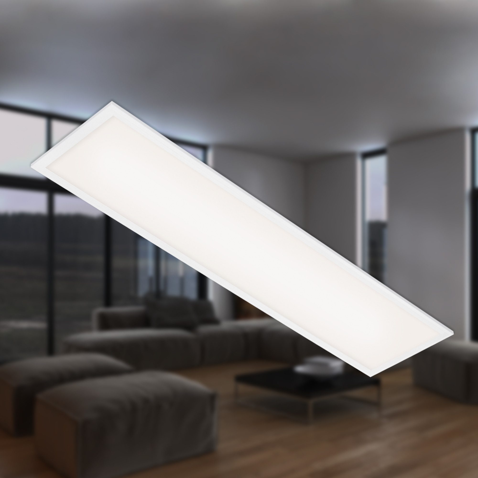 Briloner Leuchten Deckenleuchte LED Panel ultraflach versch. Вариантыn, ON/OFF, LED fest integriert, z.T. dimmbar // Maße: 1.000x250x48mm (LxBxH)