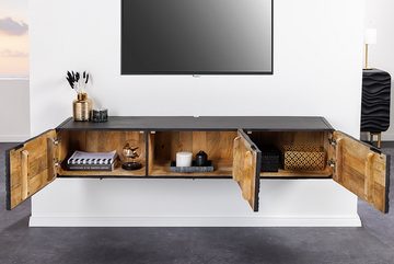 riess-ambiente TV-Board WAVE 160cm schwarz (Einzelartikel, 1 St), Wohnzimmer · Massivholz · Mangoholz · hängend · Retro Design