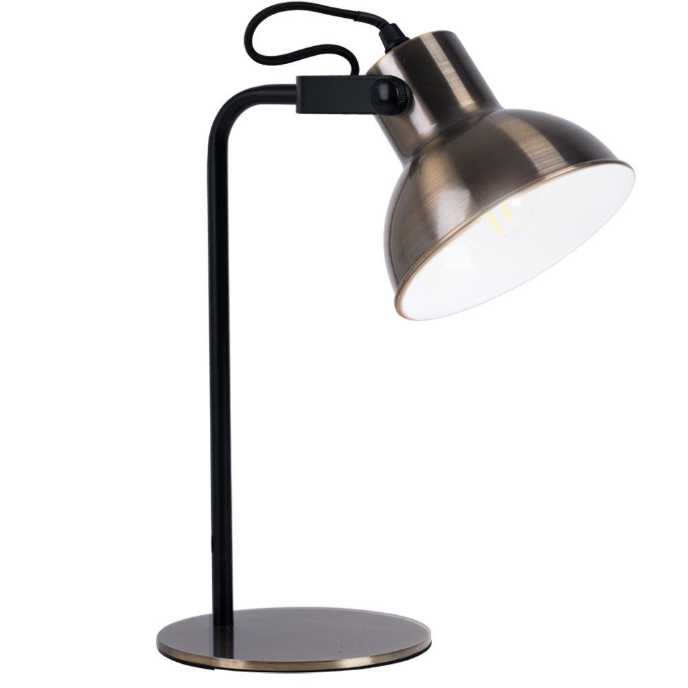 Brilliant Schreibtischlampe, Leuchtmittel nicht inklusive, Tischleuchte Nachttischlampe verstellbar schwarz messing antik E14