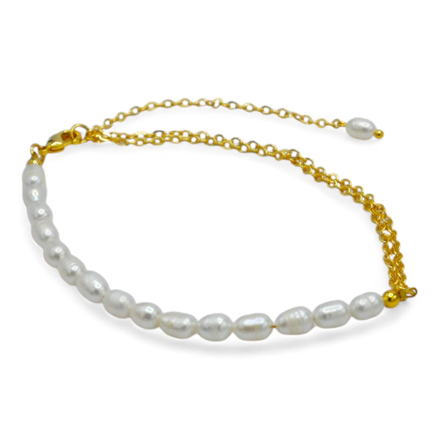 Eyecatcher Armkette Elegantes Süßwasserperlen-Kettchen für Handgelenk oder Fußgelenk einst (kein Set, kein Set)