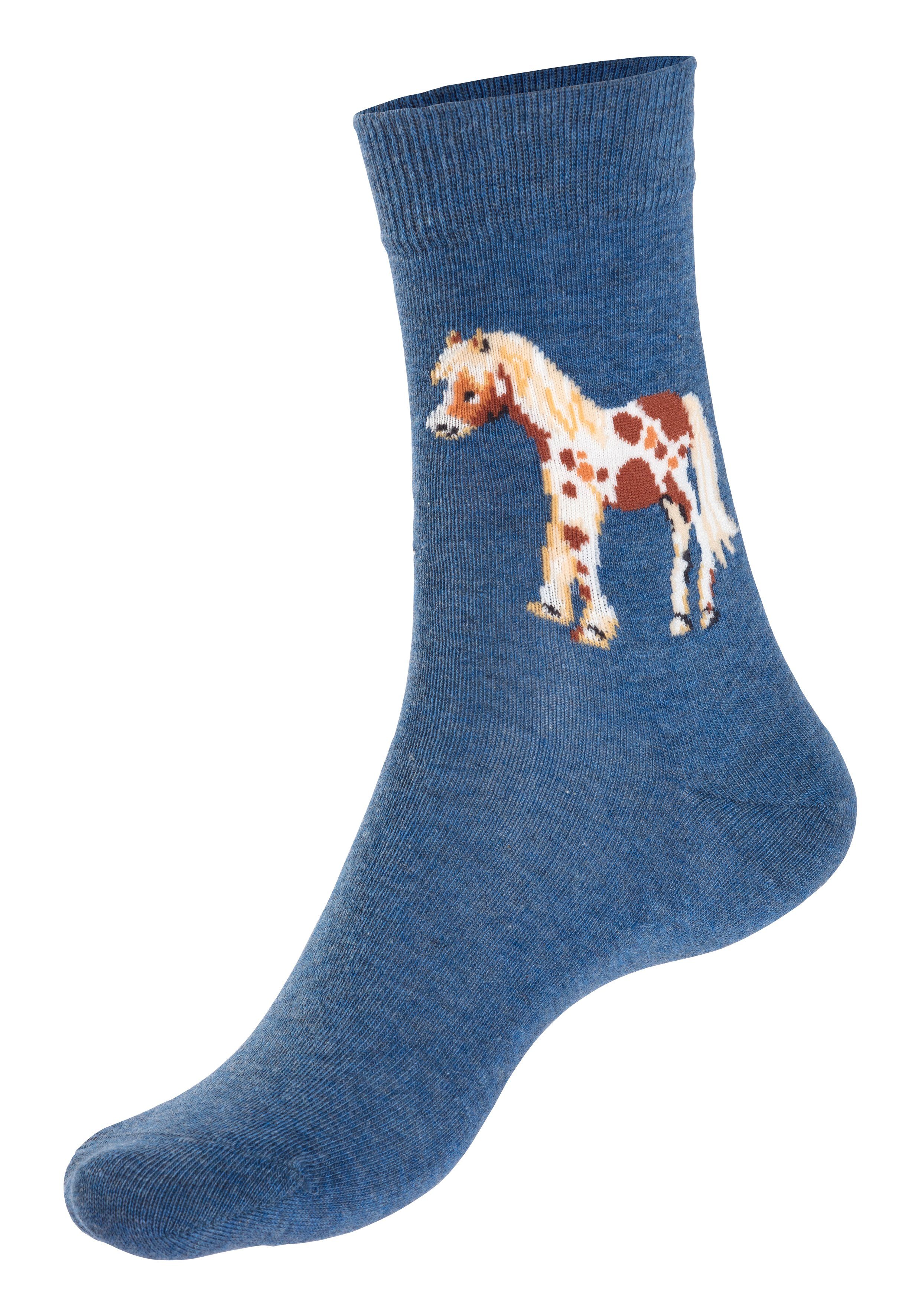 Mit unterschiedlichen (5-Paar) Socken Pferdemotiven H.I.S