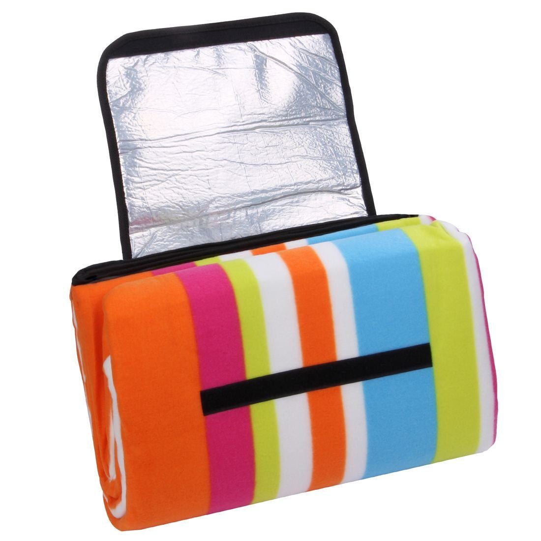 Picknickdecke yourGEAR Stripe XL Picknickdecke 200x200 Camping Fleece Decke wasserdichte & isolierte Stranddecke, yourGEAR